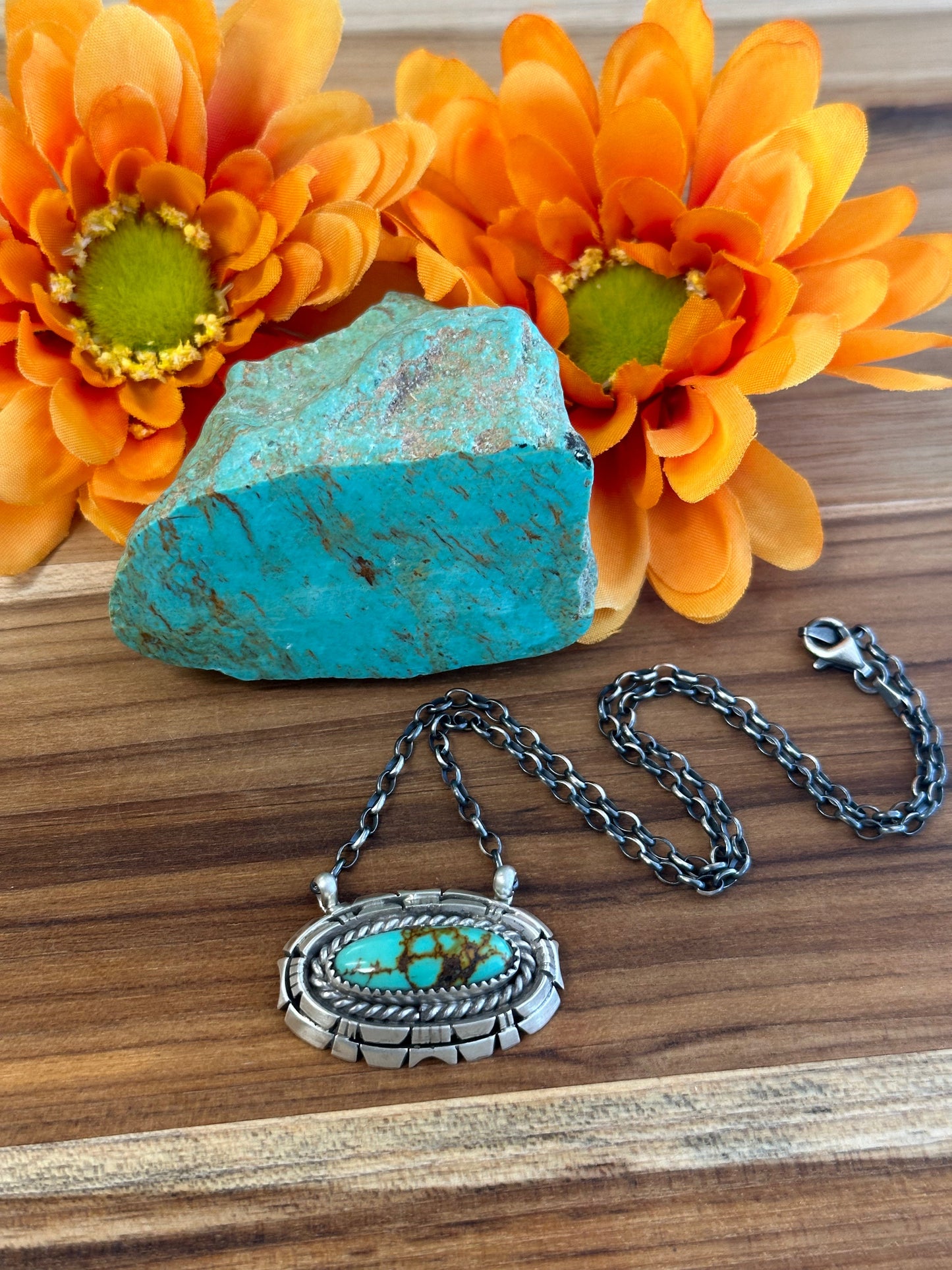Kingman Turquoise Oval Sterling Silver Necklace