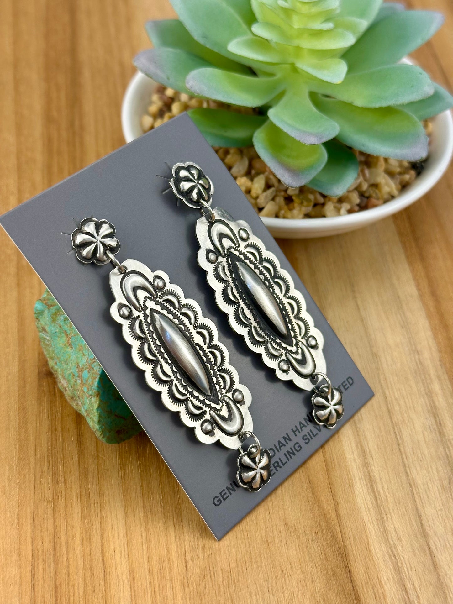 Sterling Silver Stamped Dangle Earrings