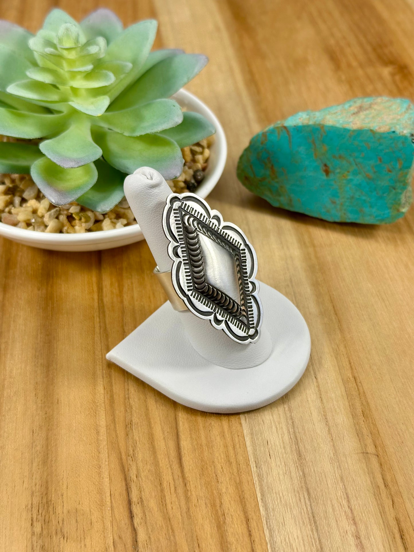 Sterling Silver Diamond Concho Ring