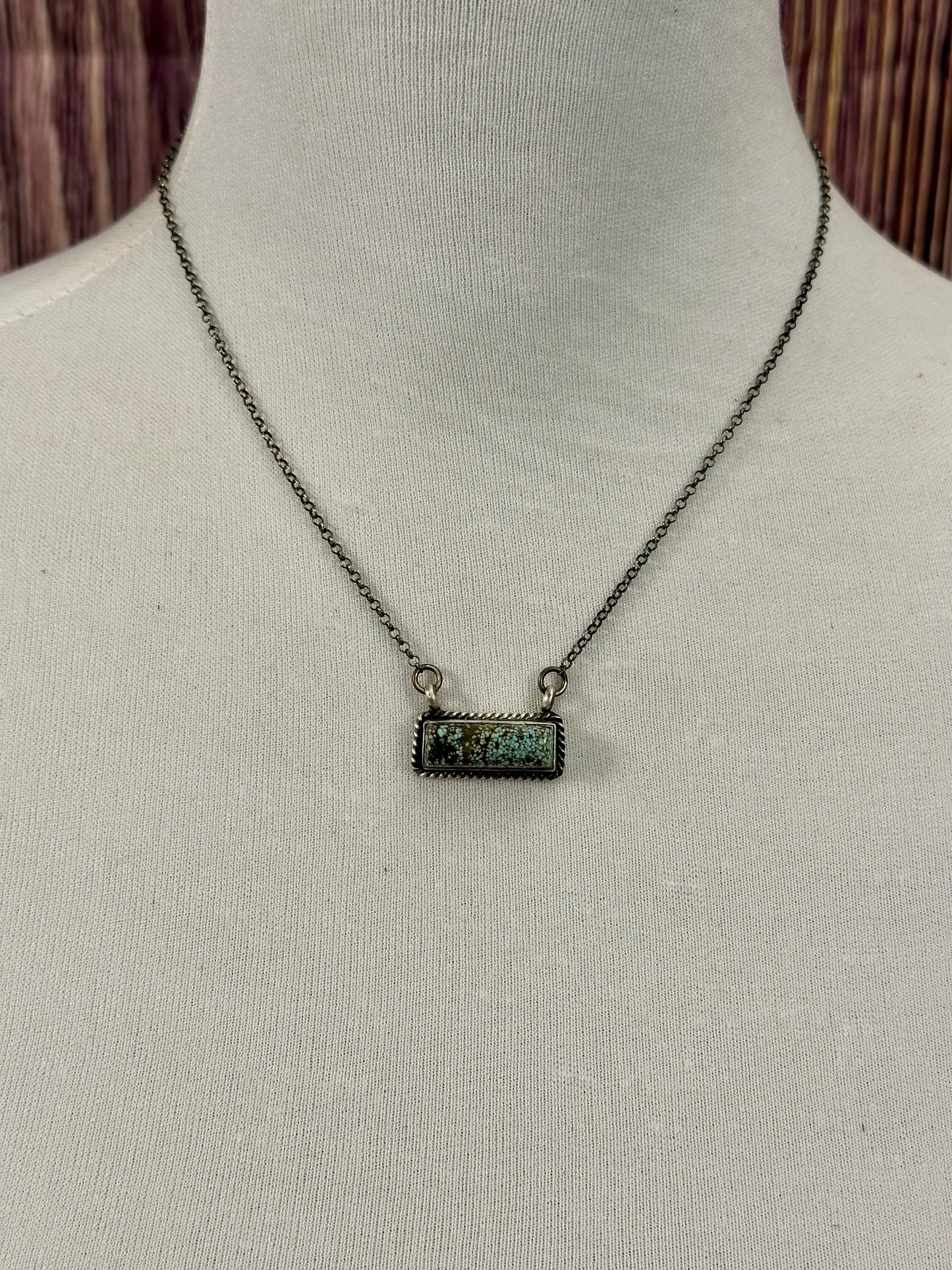 Kingman Turquoise Bar Sterling Silver Necklace