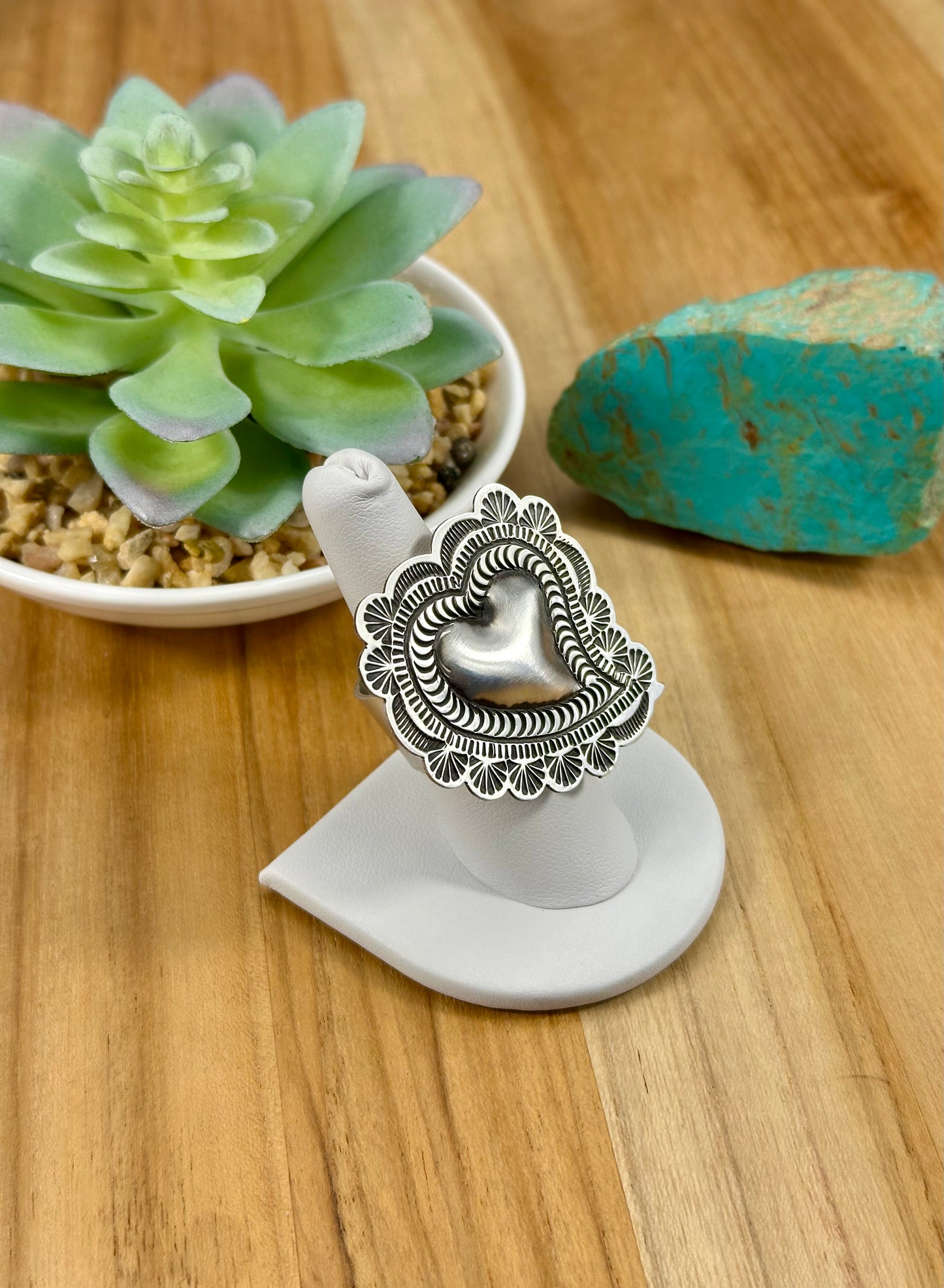 Sterling Silver Heart Concho Ring