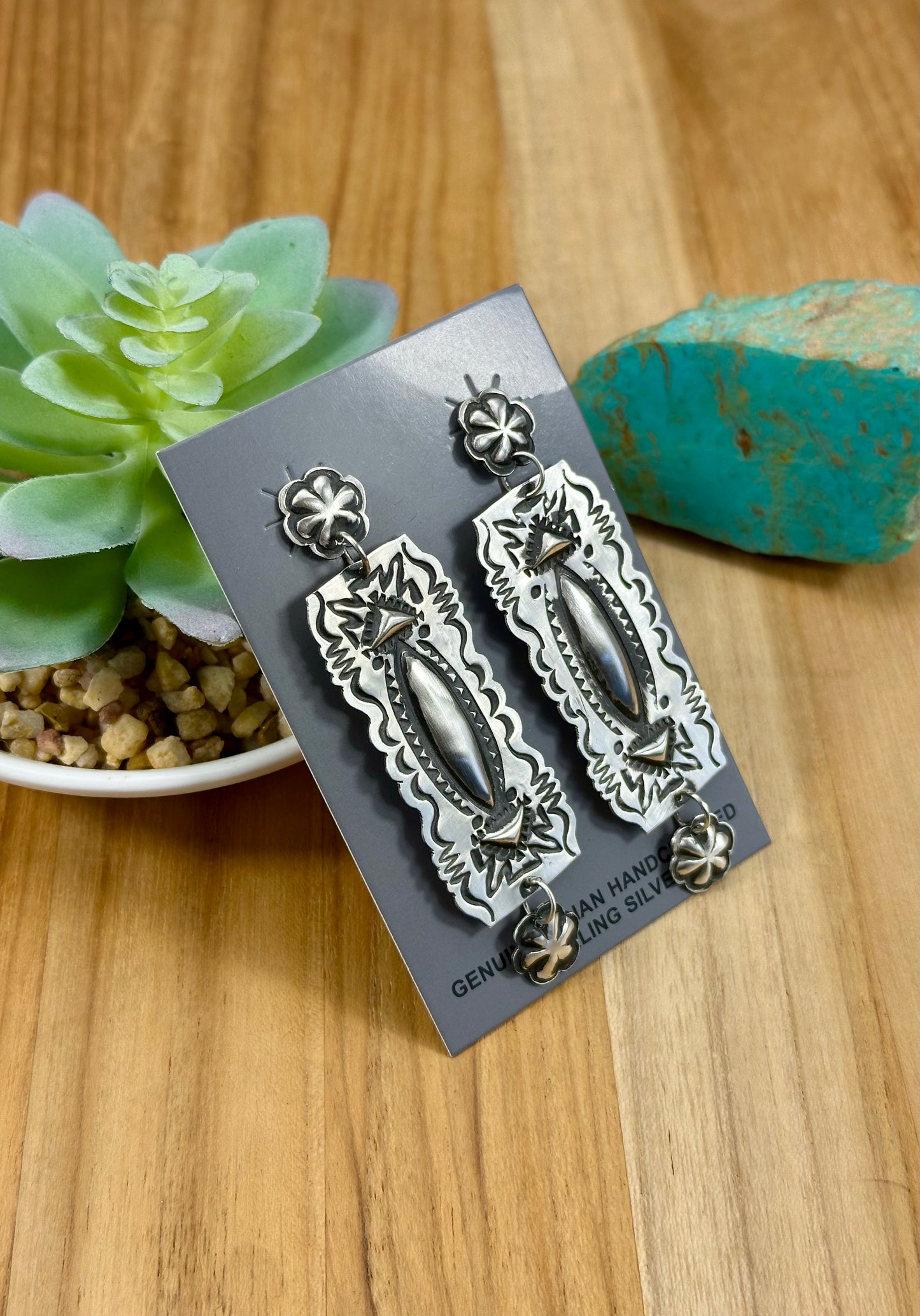 Sterling Silver Concho Dangle Earrings