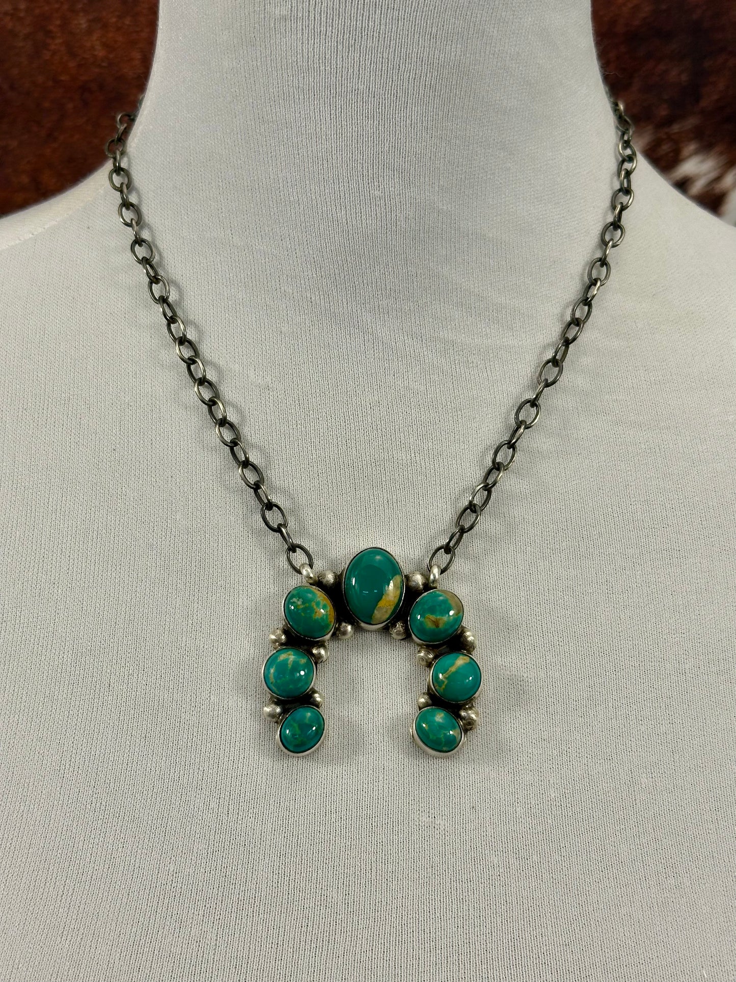 Kingman Turquoise Naja Sterling Necklace
