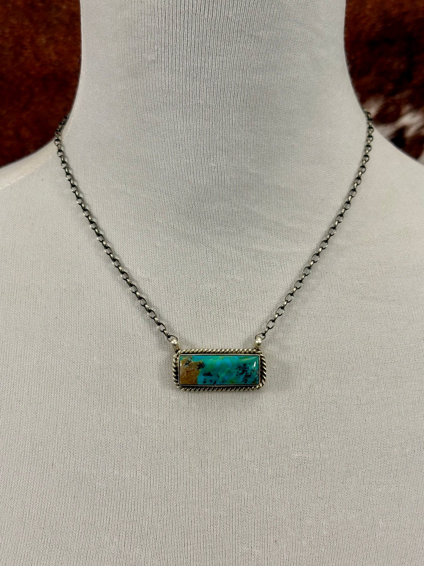 Kingman Turquoise Bar Sterling Necklace