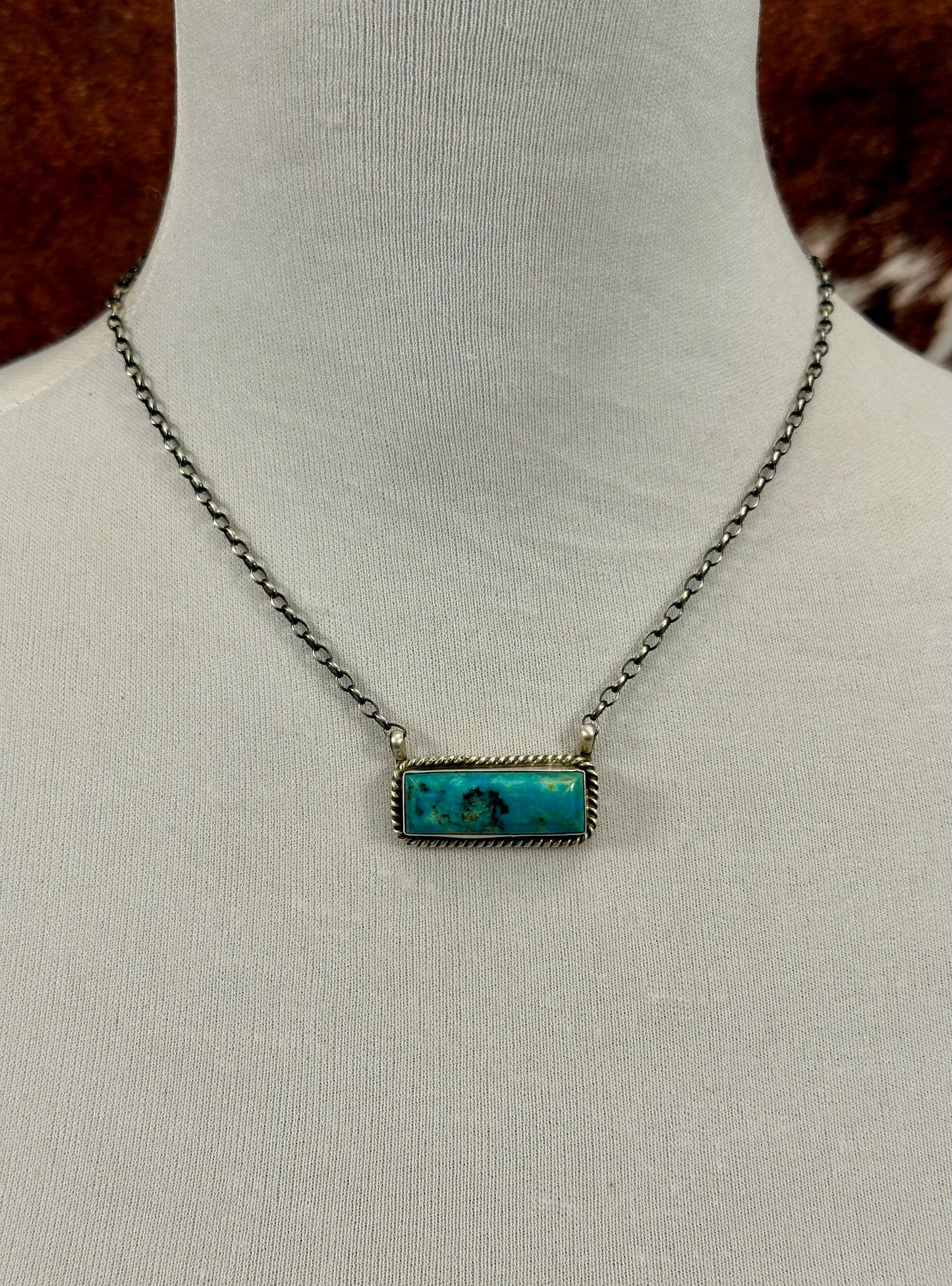 Kingman Turquoise Bar Sterling Necklace