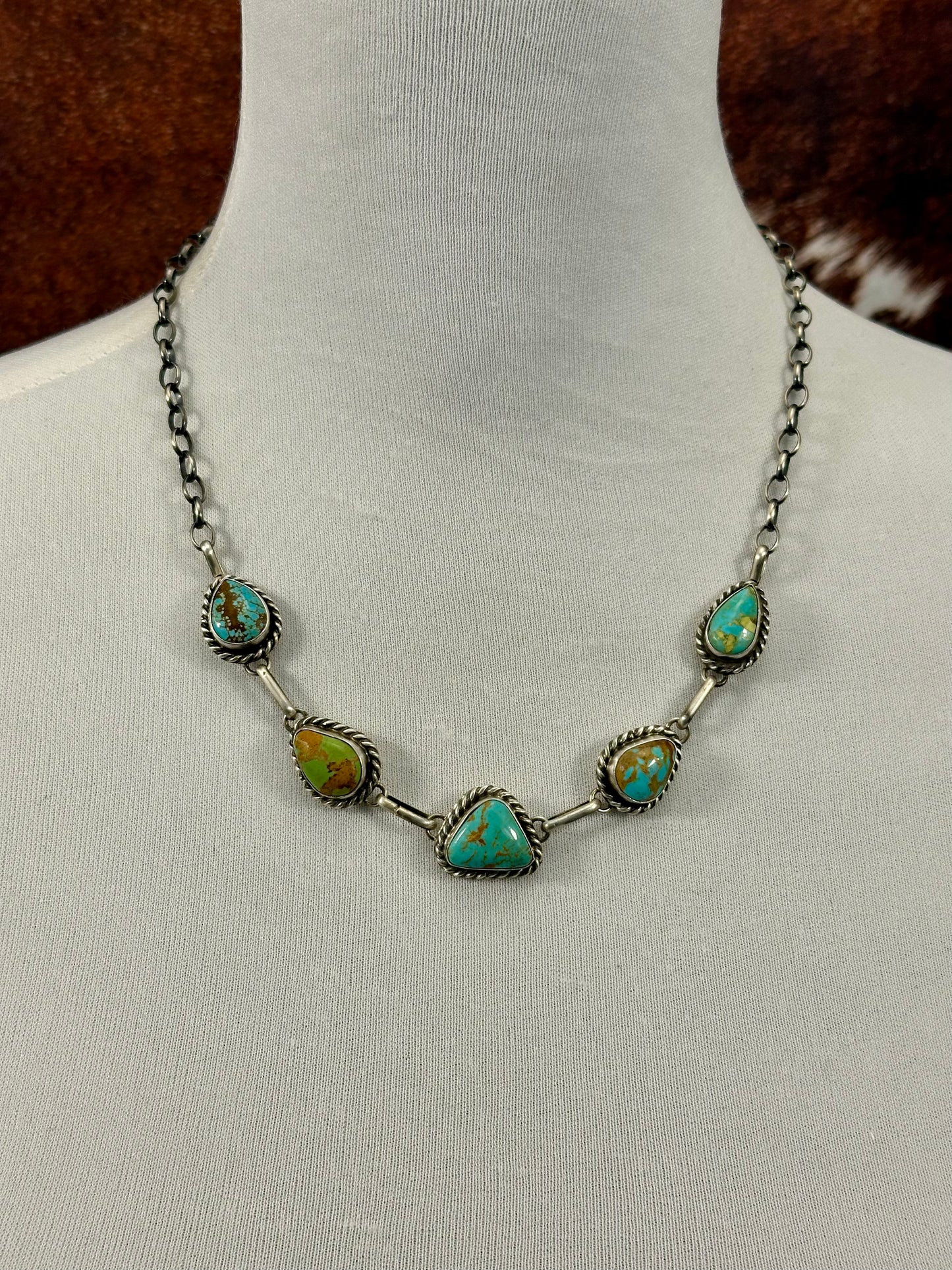 Kingman Turquoise 5 Stone Choker Necklace