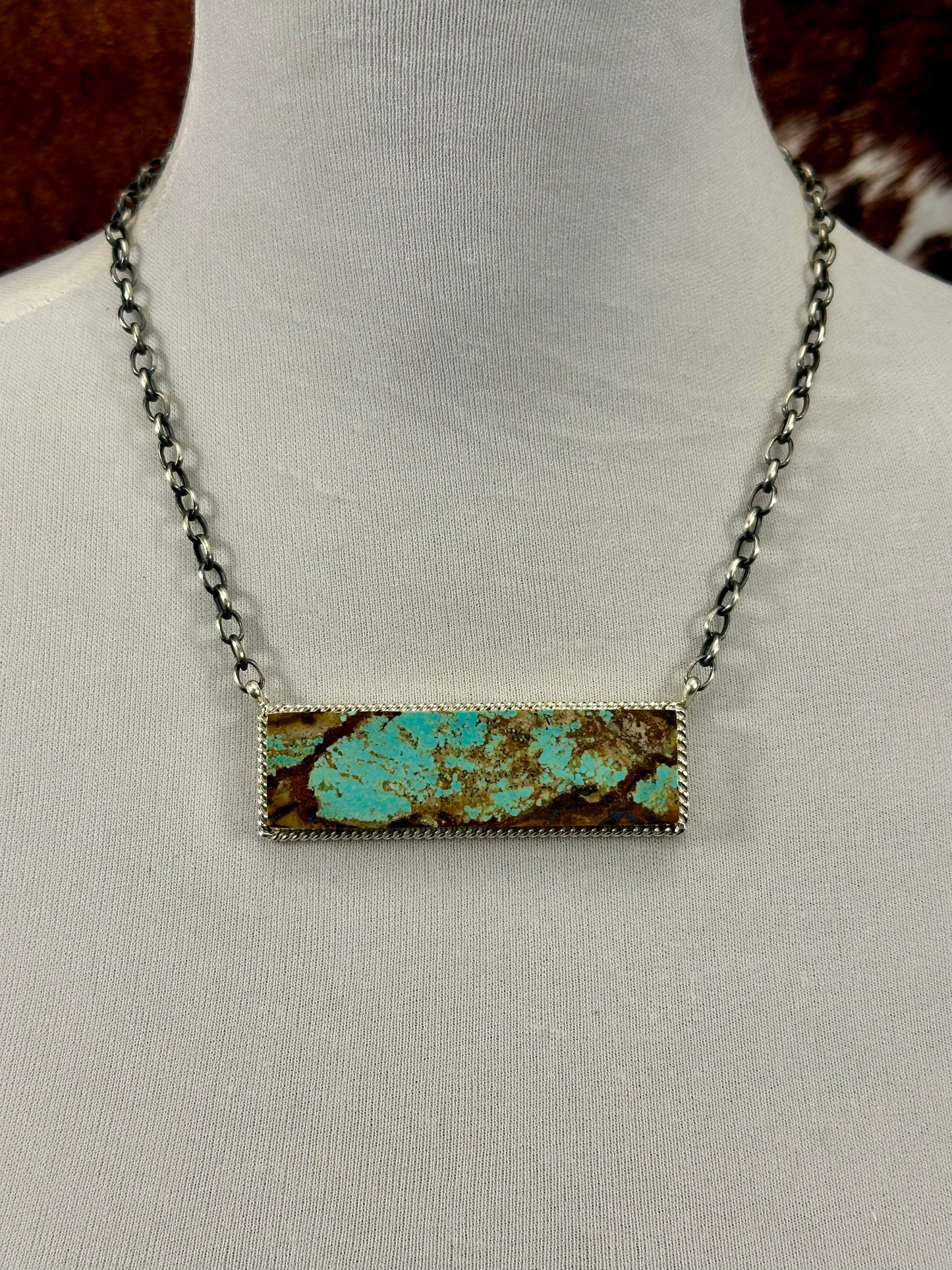#8 Turquoise Bar Sterling Necklace