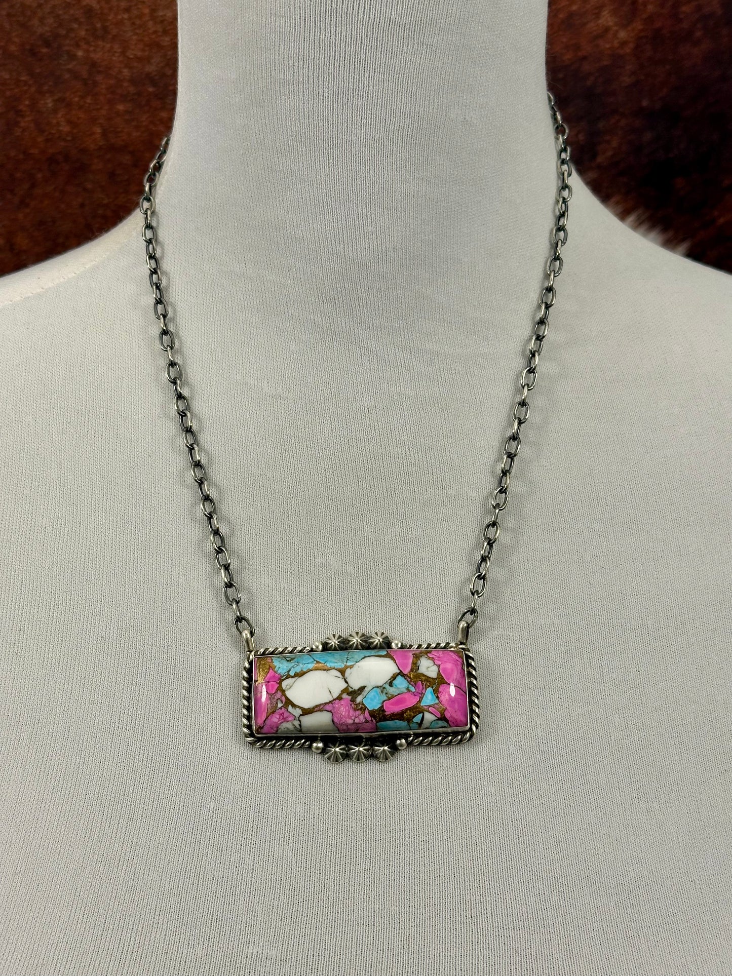 Cotton Candy Bar Sterling Necklace