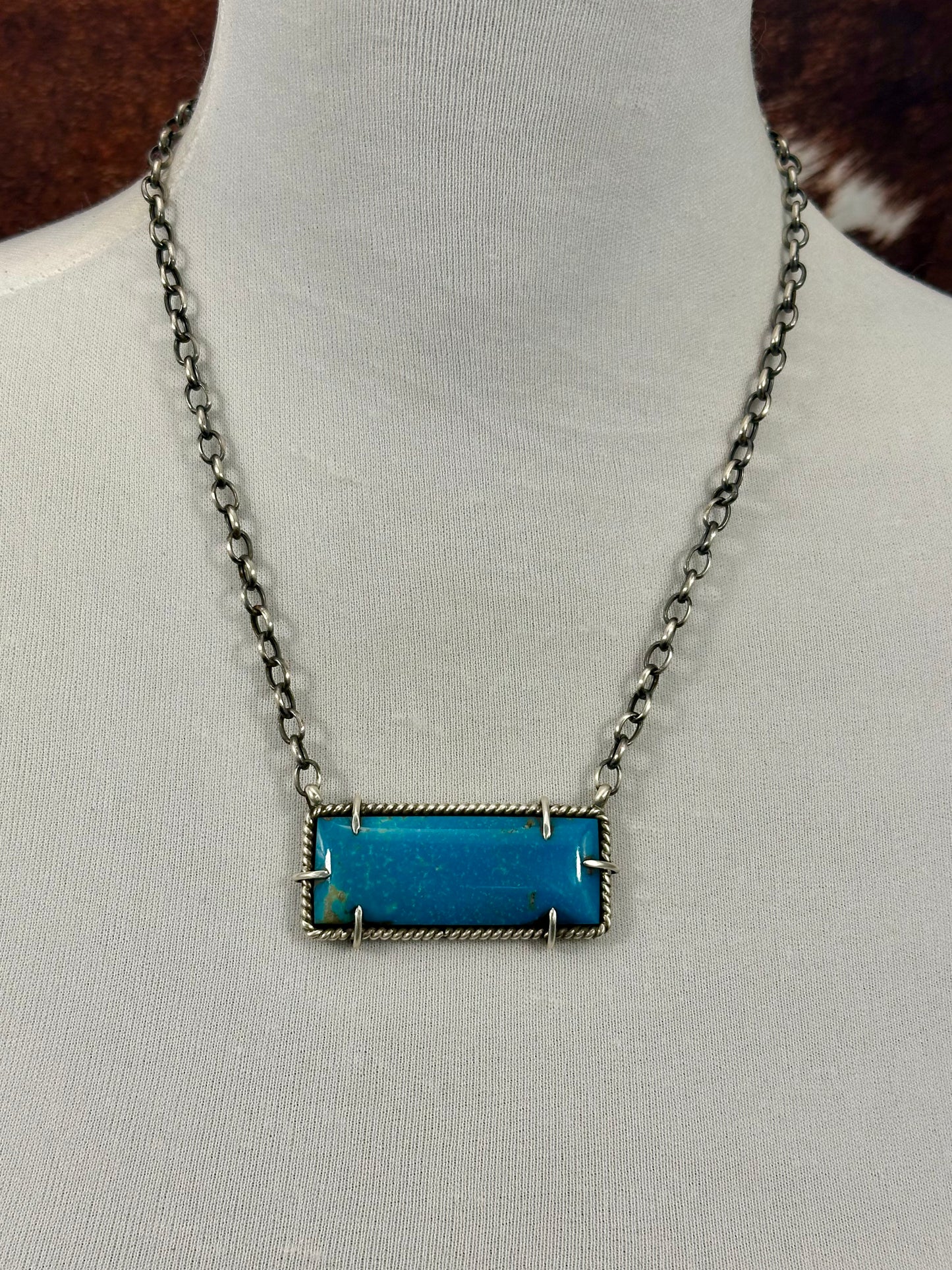 Kingman Turquoise Waterproof Bar Necklace