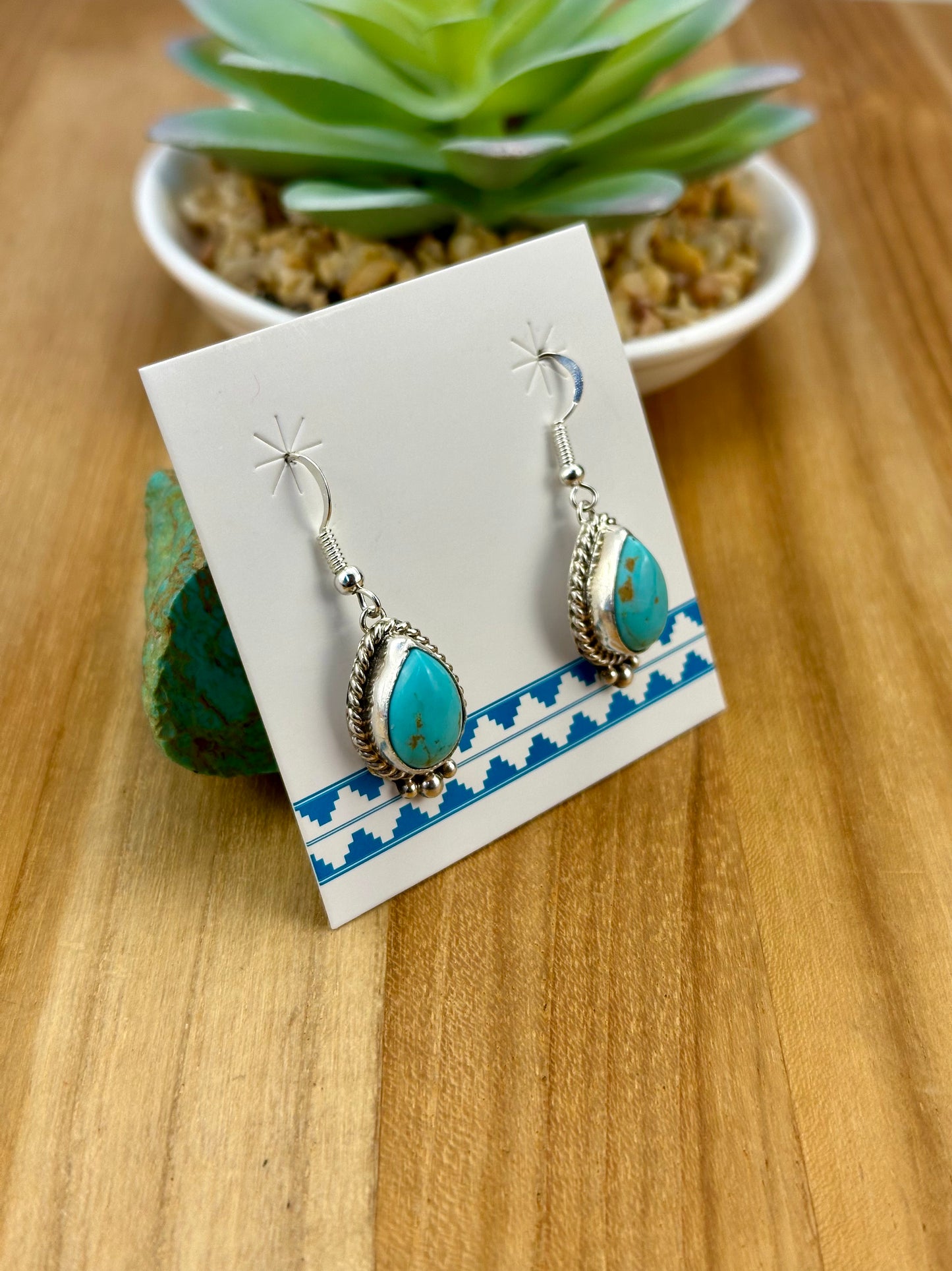 Kingman Turquoise Teardrop Dangle Earrings