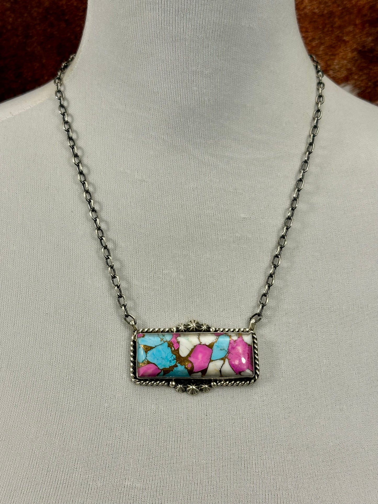 Cotton Candy Bar Sterling Necklace