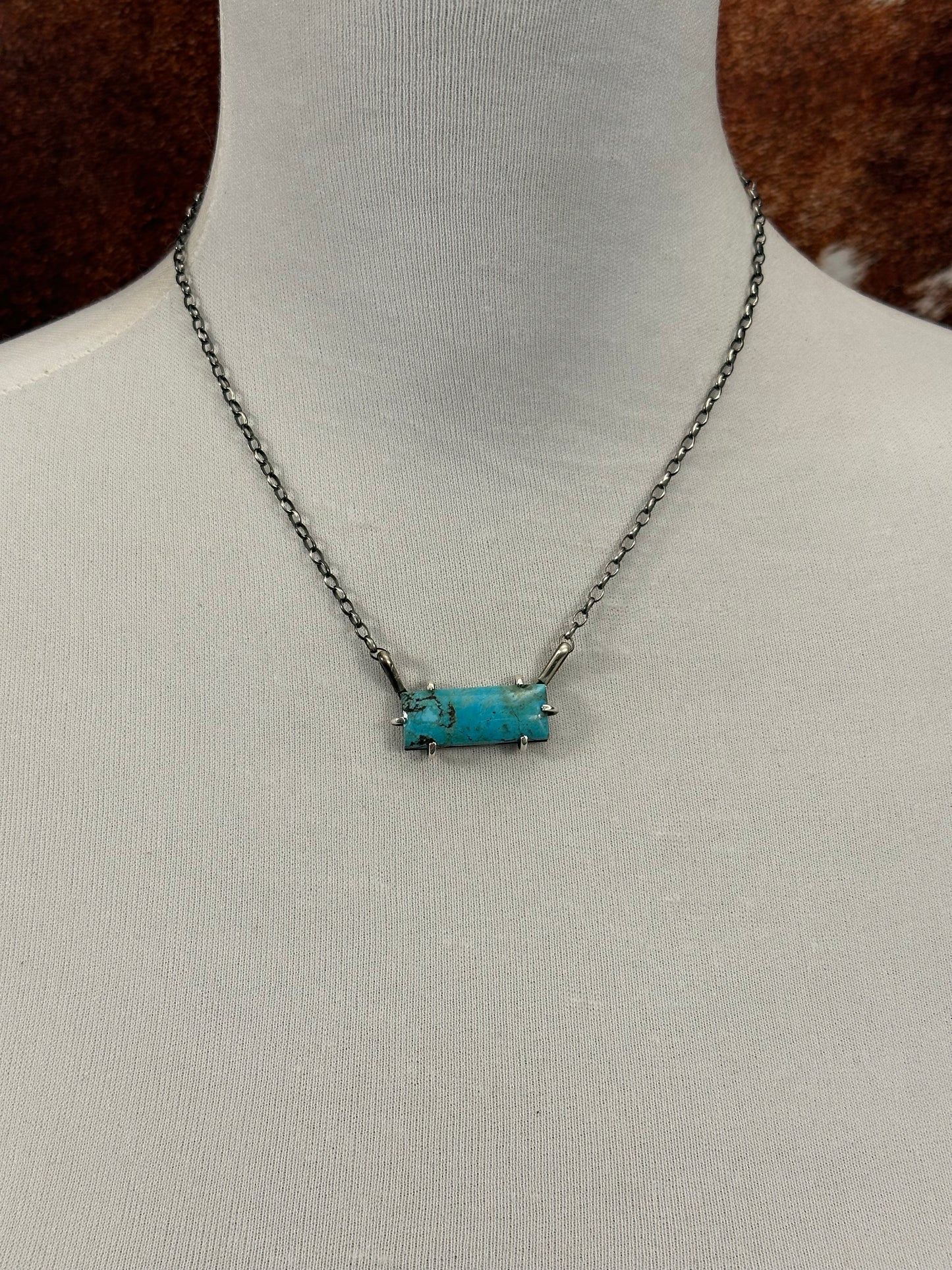 Kingman Turquoise Waterproof Bar Necklace