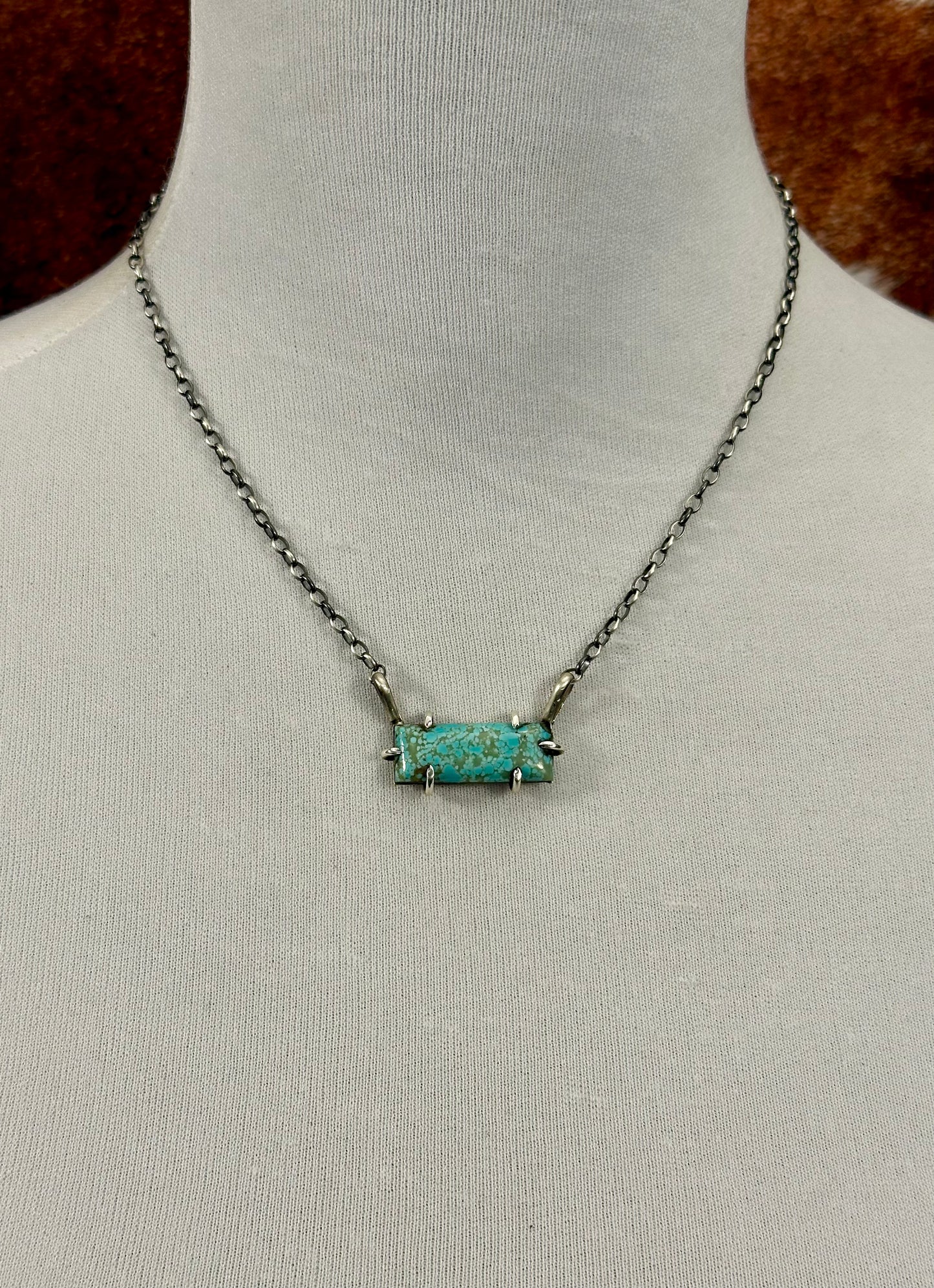 Kingman Turquoise Waterproof Bar Necklace