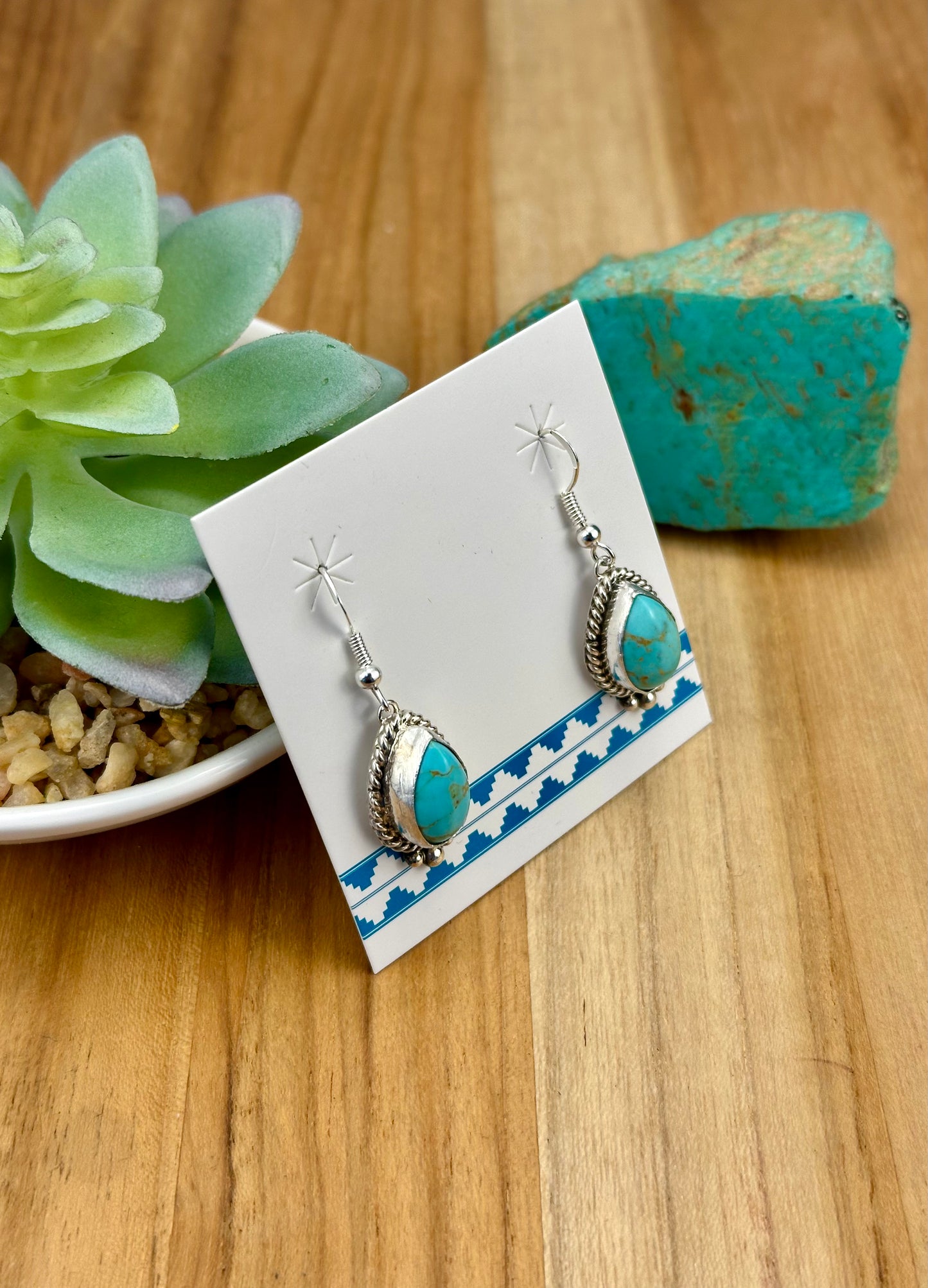 Kingman Turquoise Teardrop Dangle Earrings