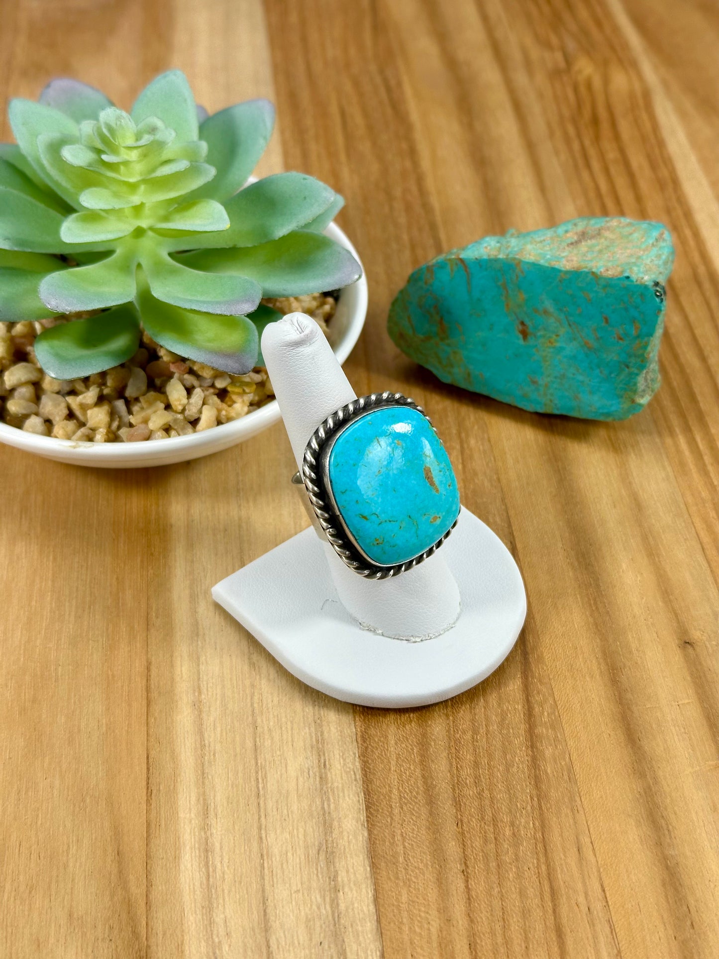 Kingman Turquoise Square Sterling Ring
