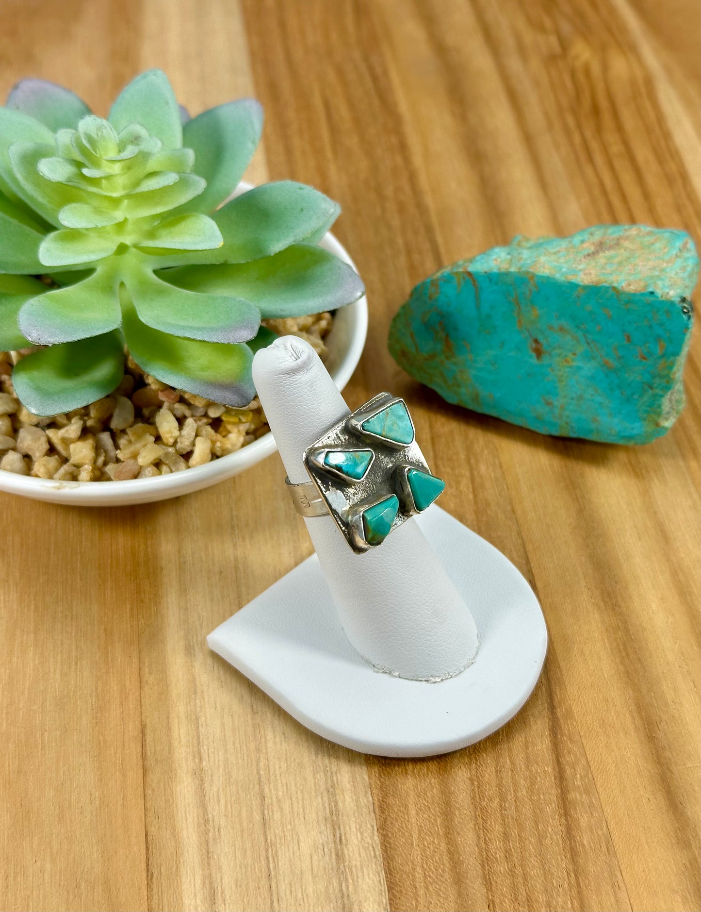 Kingman Turquoise 4 Stone Square Ring