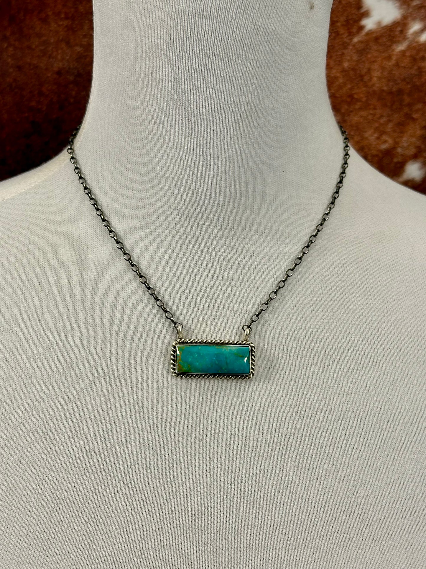 Kingman Turquoise Bar Sterling Necklace