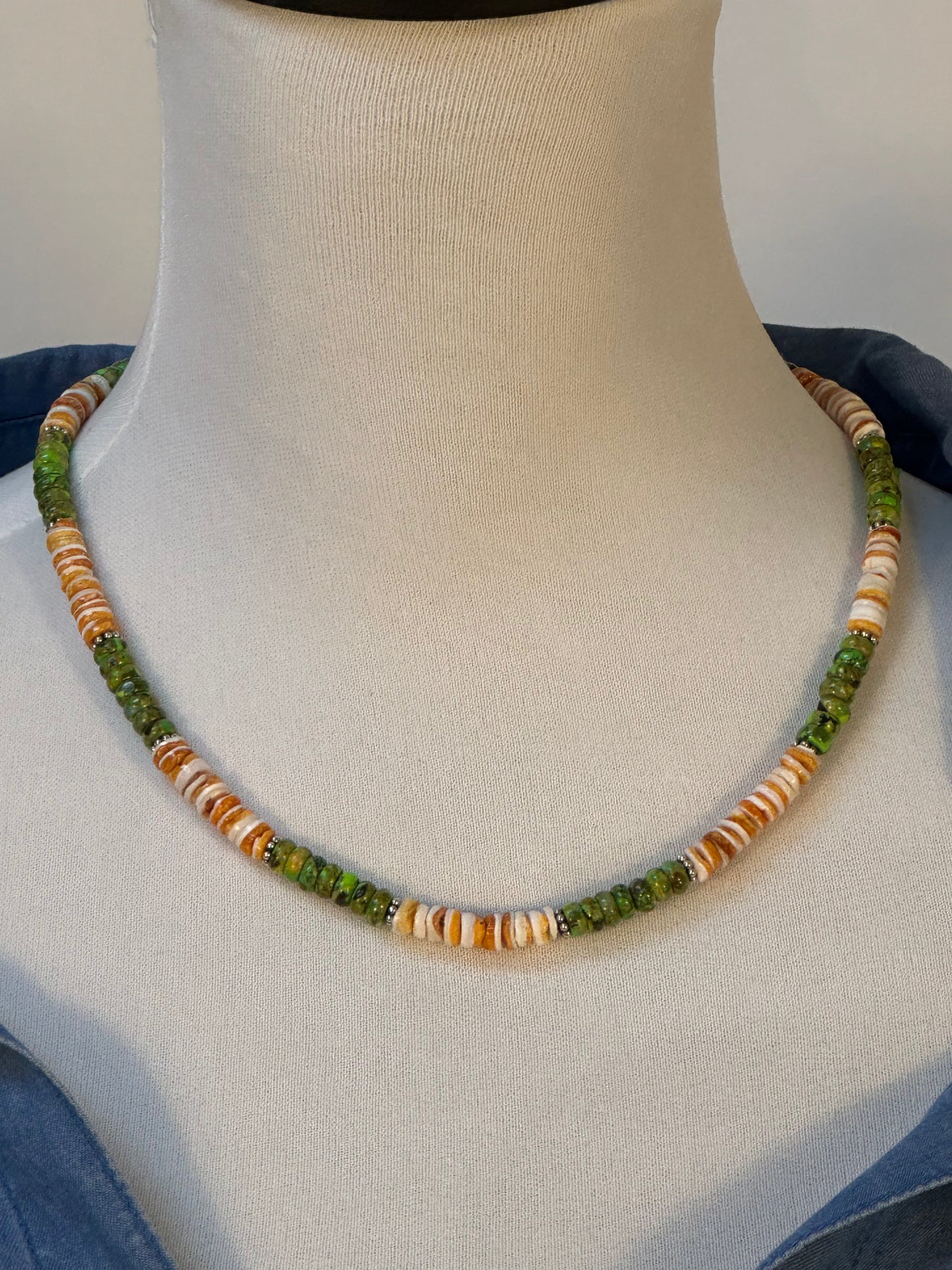 20" Gaspeite and Spiny Bead Necklace
