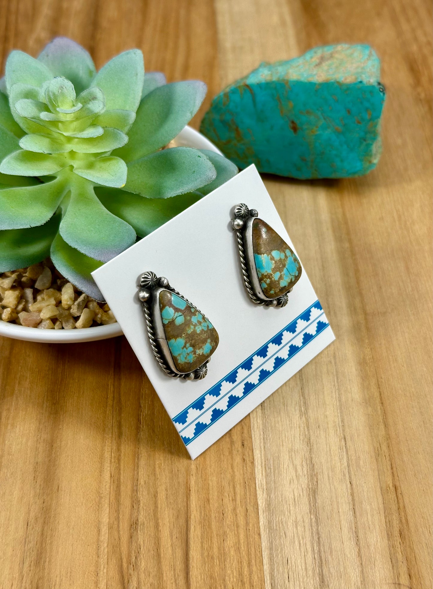 #8 Turquoise Triangle Stud Earrings