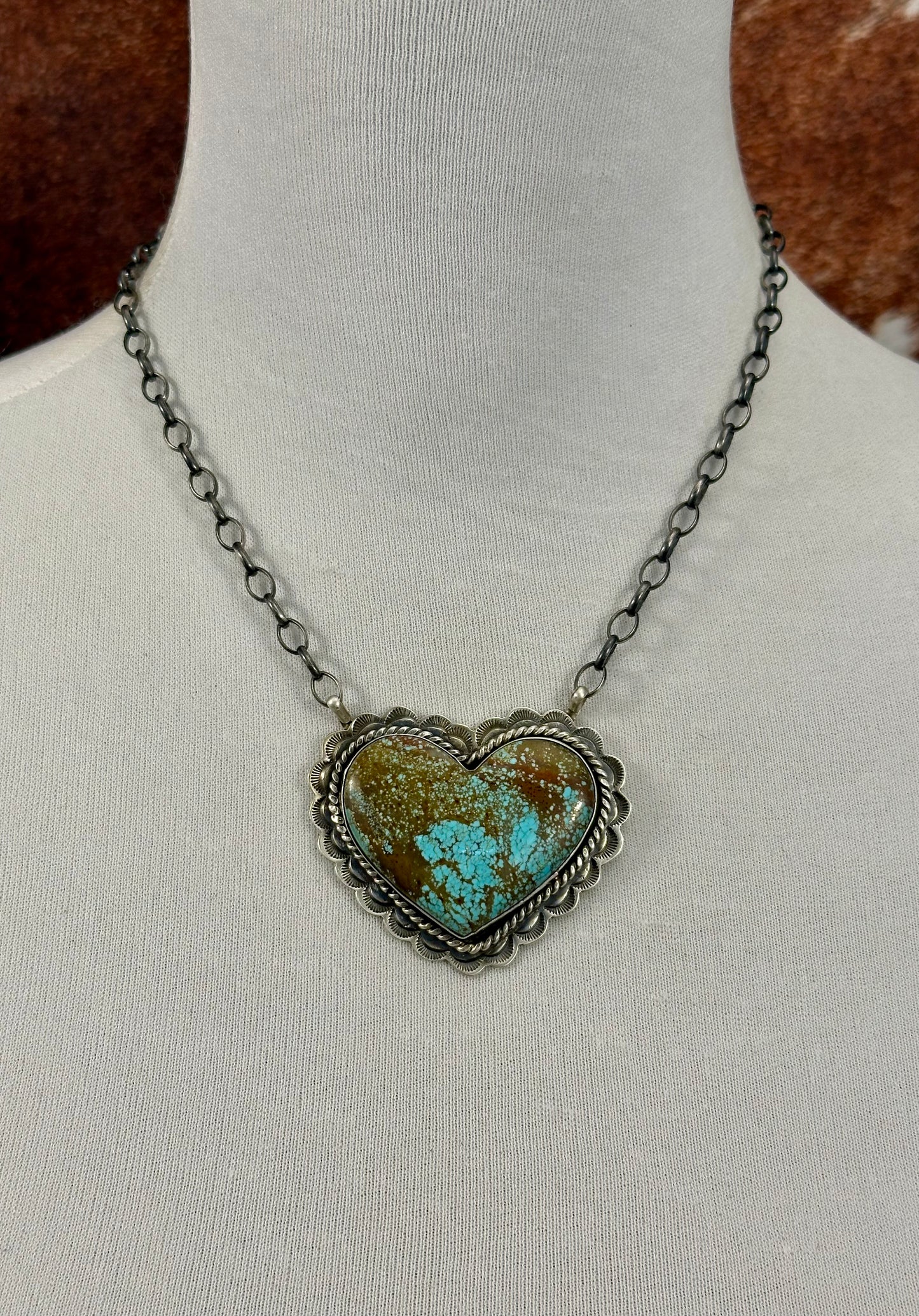 #8 Turquoise Heart Sterling Necklace