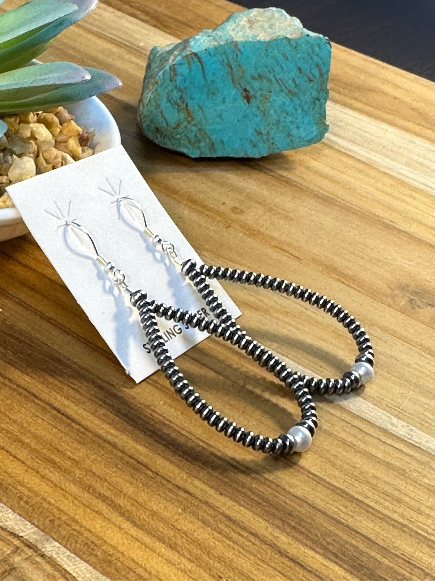 Single Freshwater Pearl Navajo Style Teardrop Earrings
