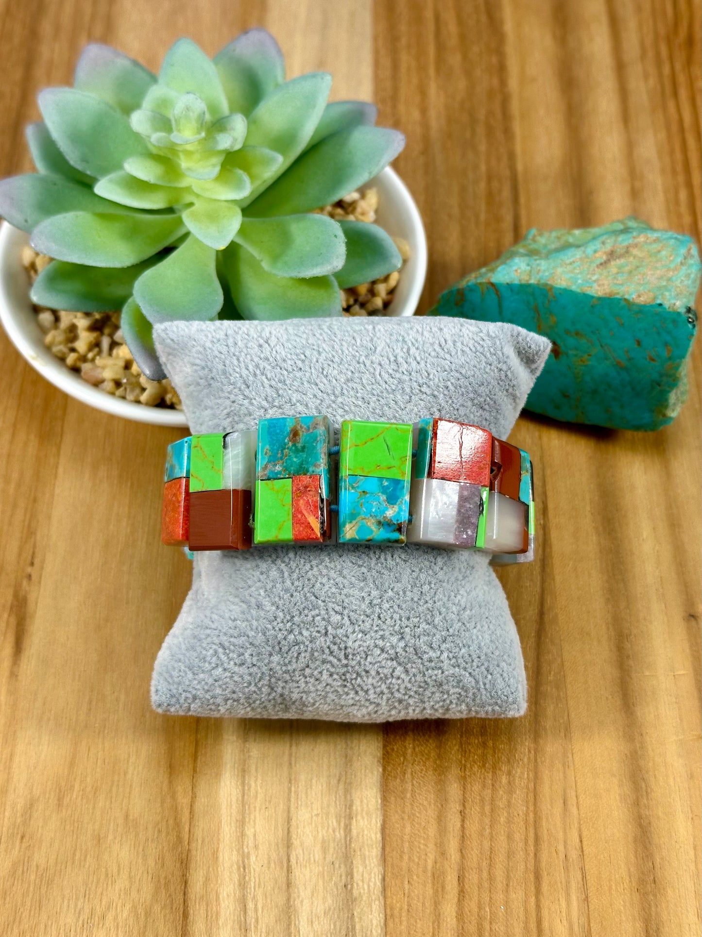 Multi Color Inlay Stretchy Bracelet