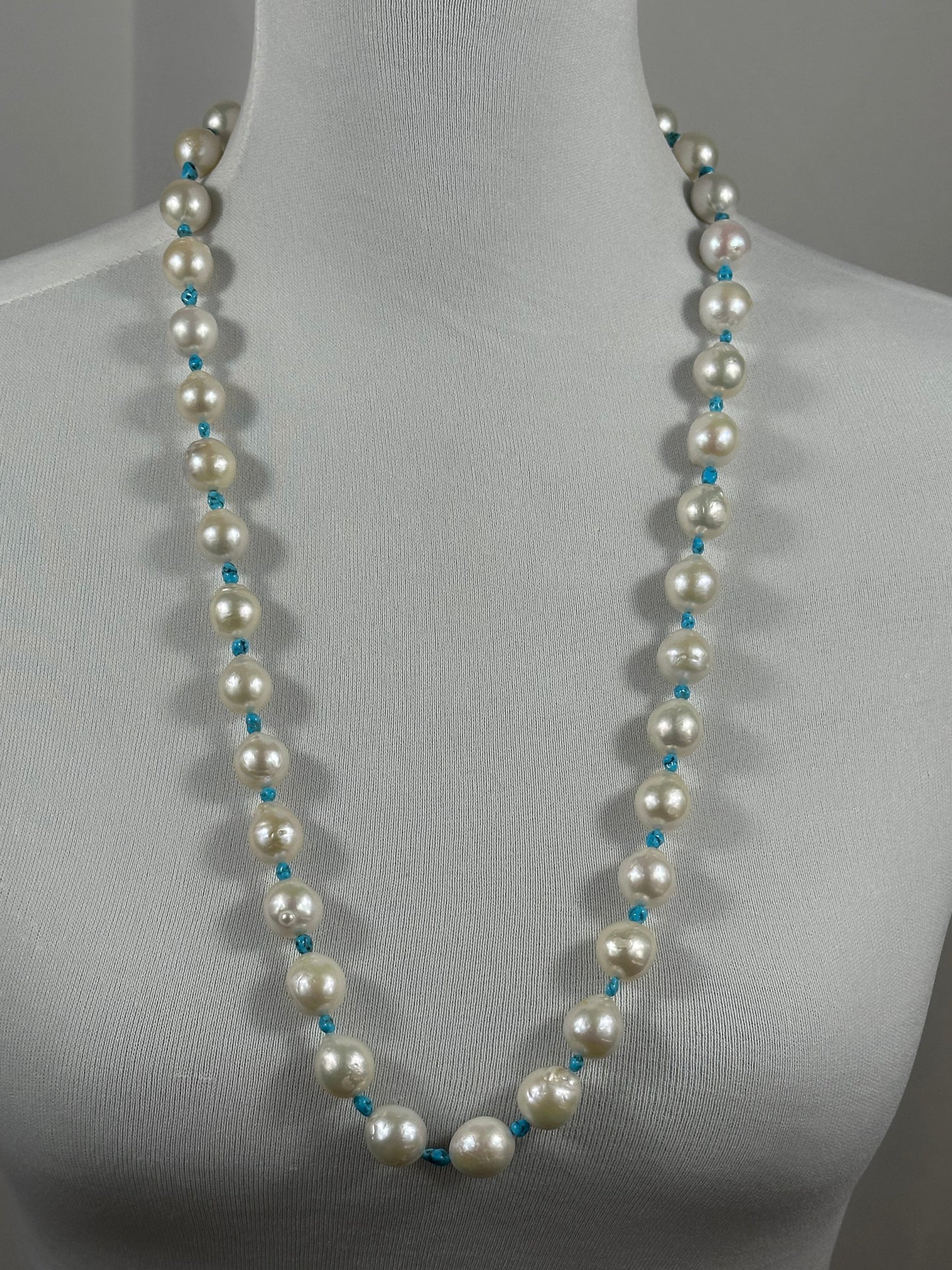 30" Kingman and Freshwater Pearl Necklace