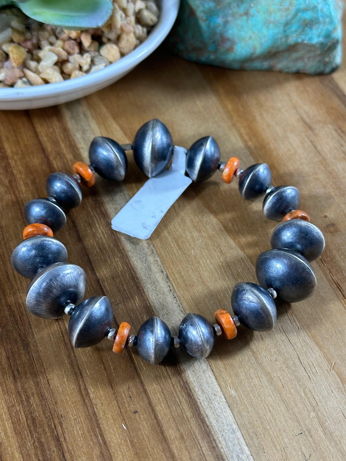 Spiny and Silver Navajo Stretch Bracelet