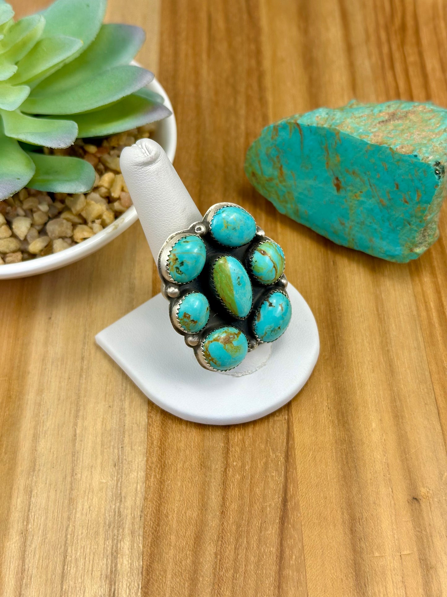 Kingman Turquoise Cluster Ring