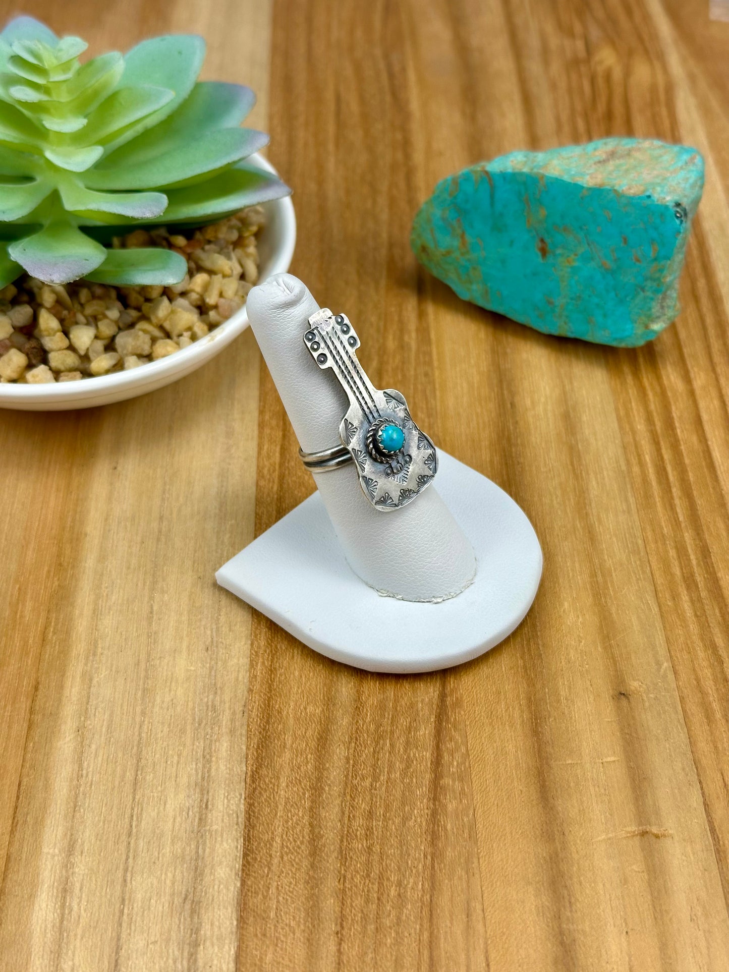 Kingman Turquoise Guitar Sterling Ring