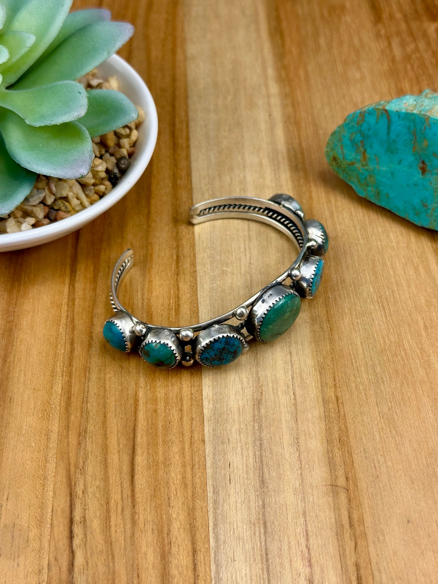 Kingman Turquoise 7 Stone Sterling Cuff