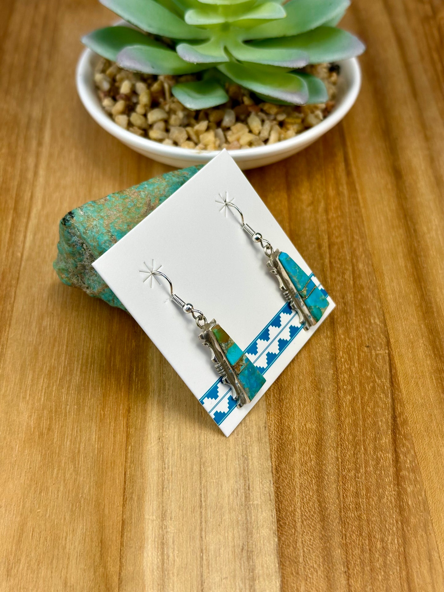 Kingman Turquoise Inlay Sterling Earrings