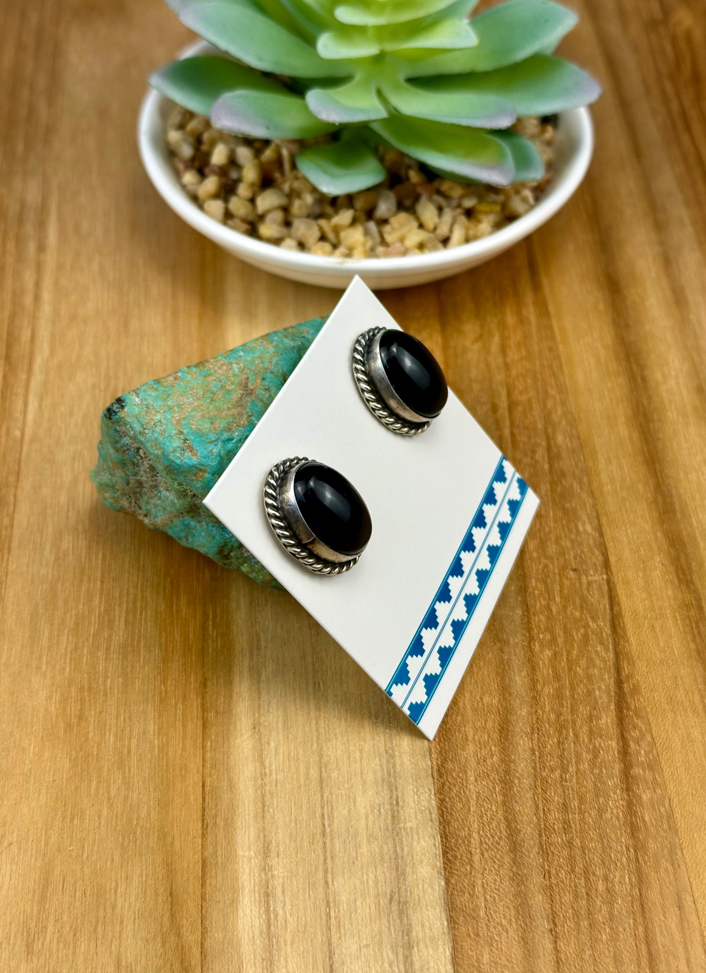 Black Onyx Sterling Stud Earrings