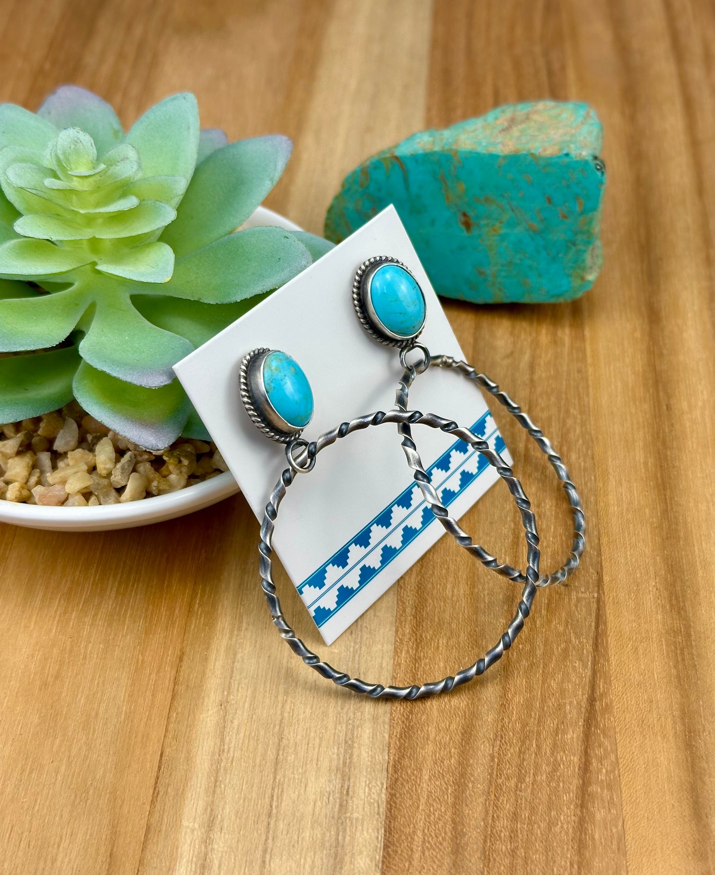 Kingman Turquoise Hoop Sterling Earring