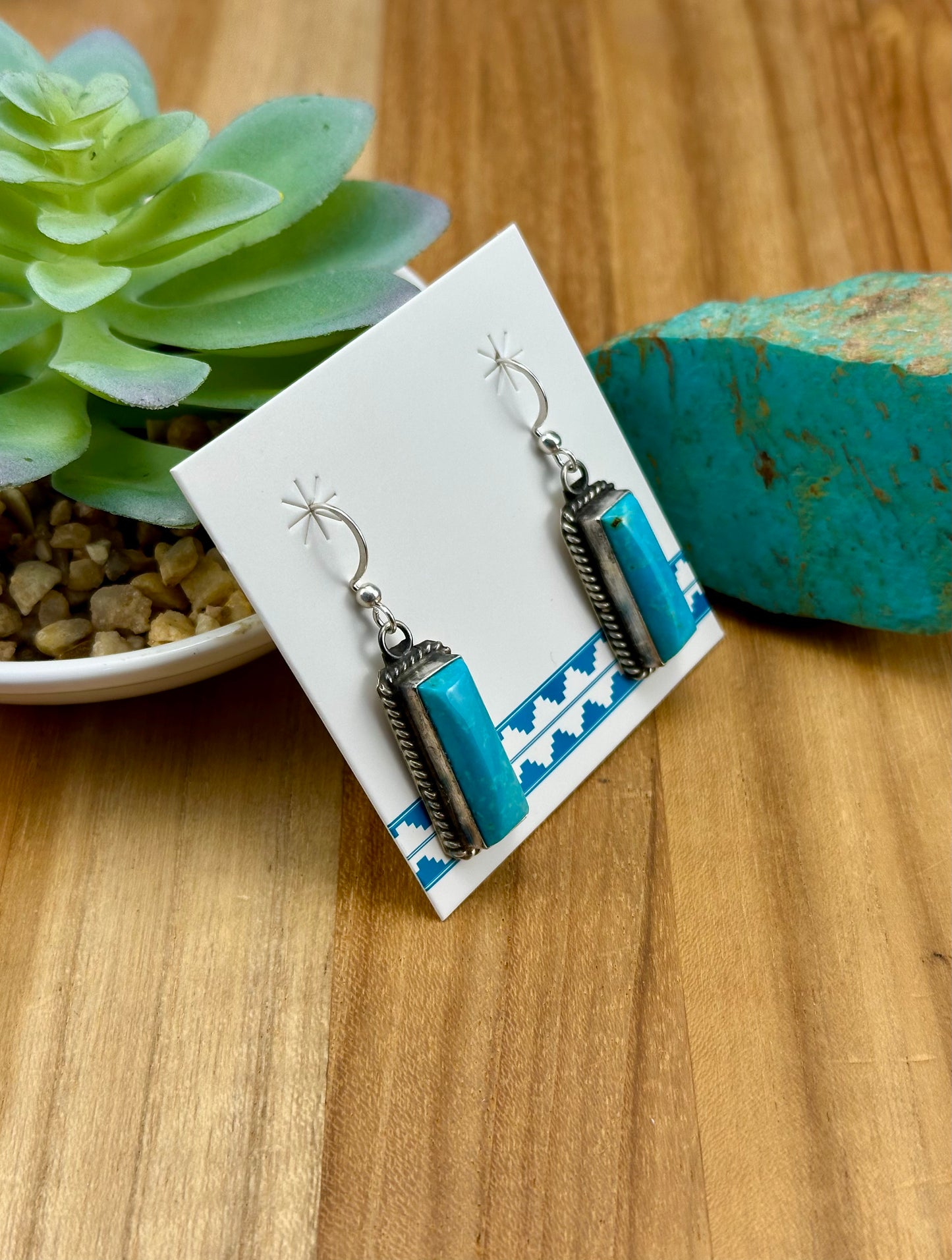 Kingman Turquoise Bar Dangle Earrings