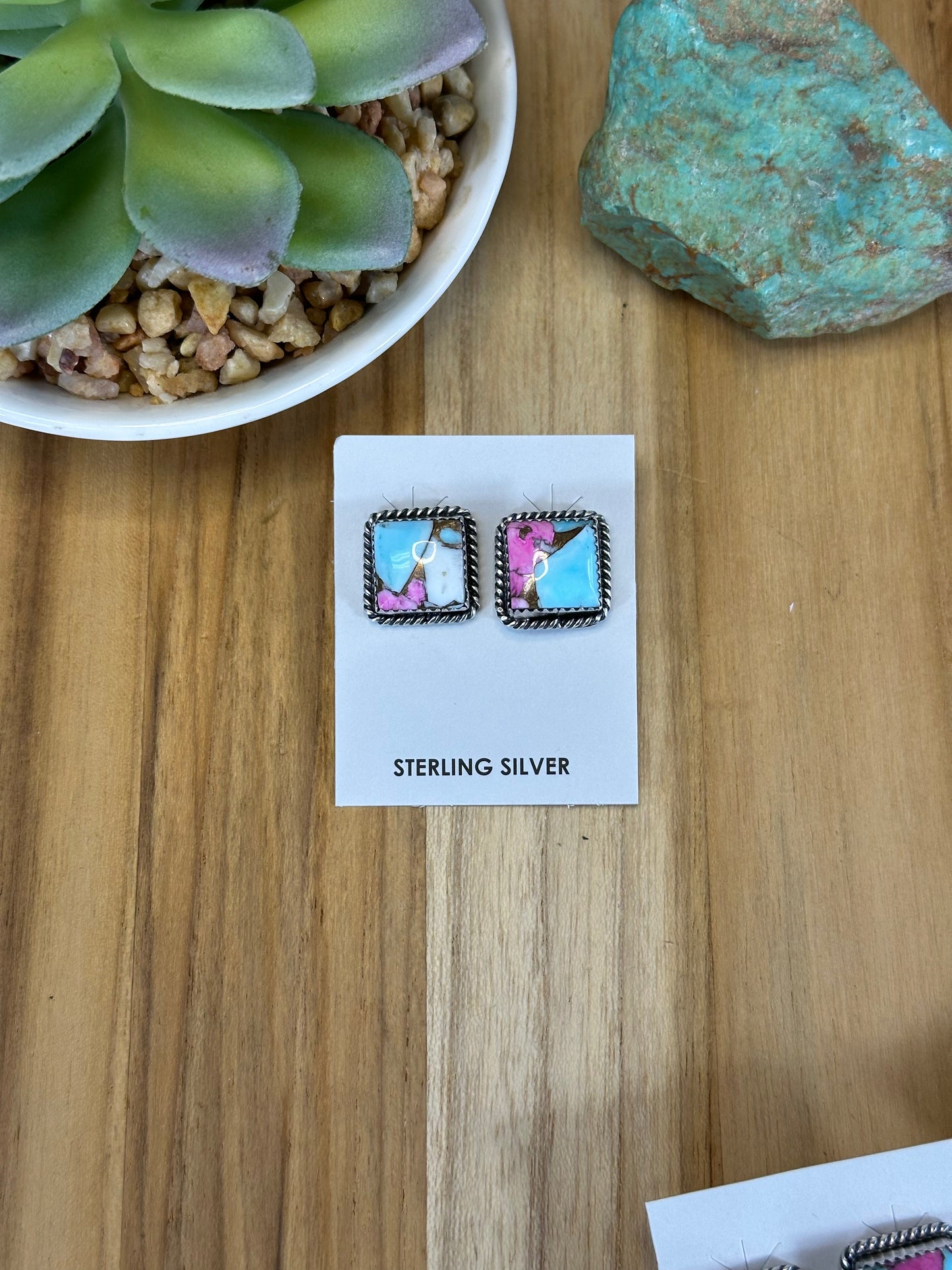 Cotton Candy Square Stud Earrings