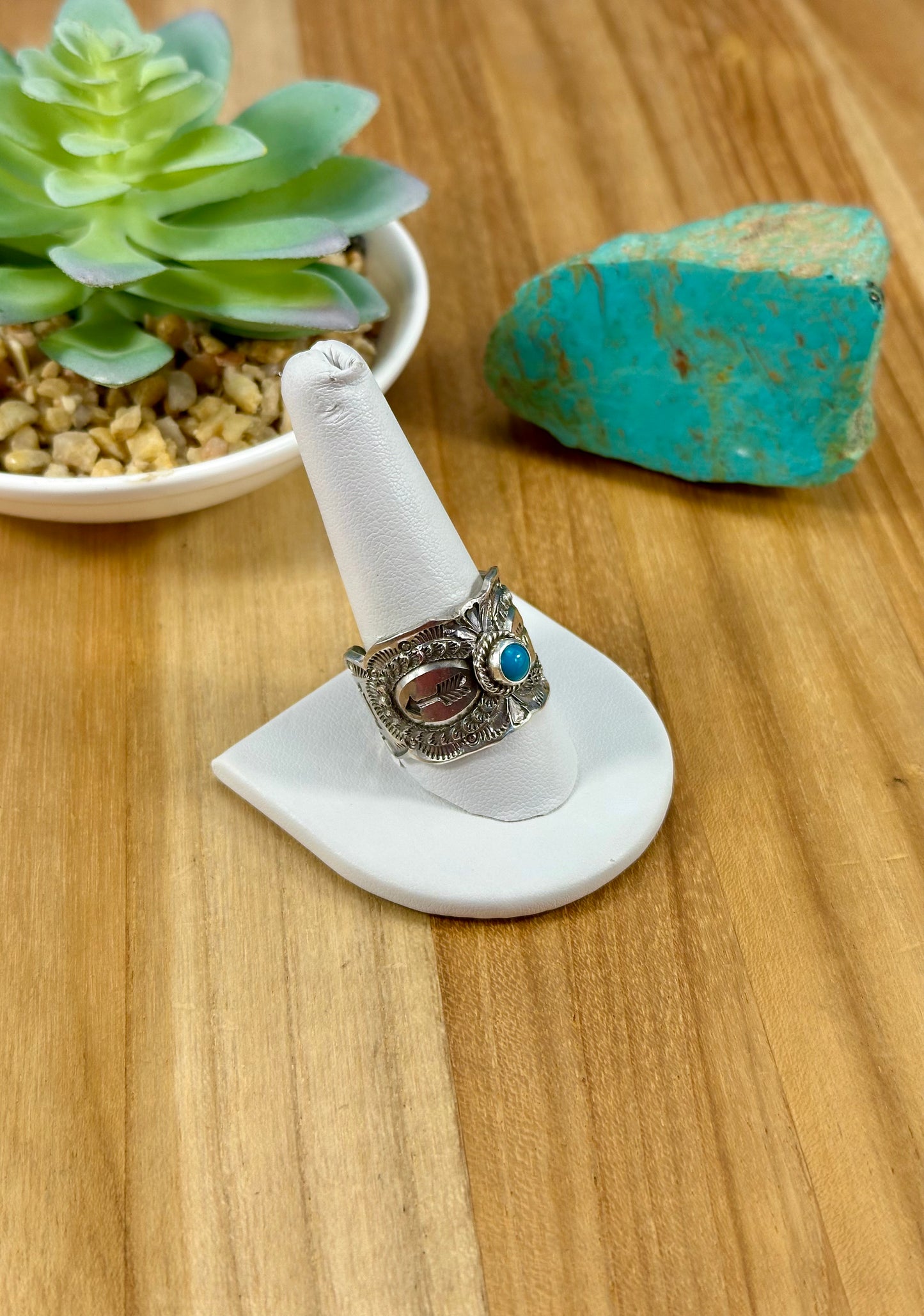 Kingman Turquoise Single Stone Sterling Ring
