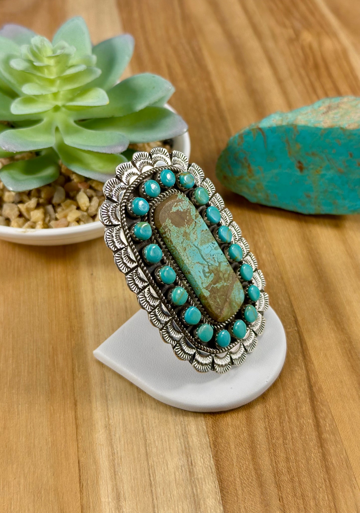 Kingman Turquoise Cluster Sterling Ring