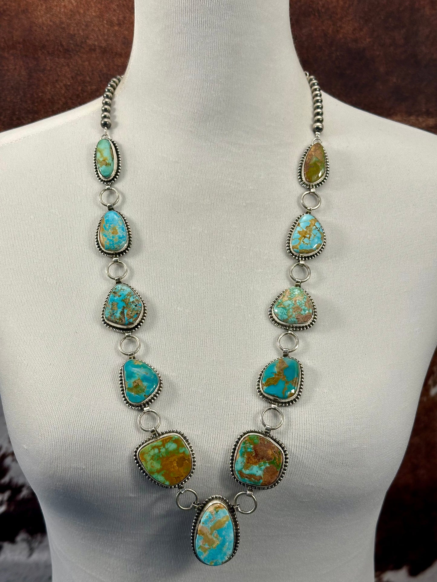 Royston Turquoise Pendant Link Necklace