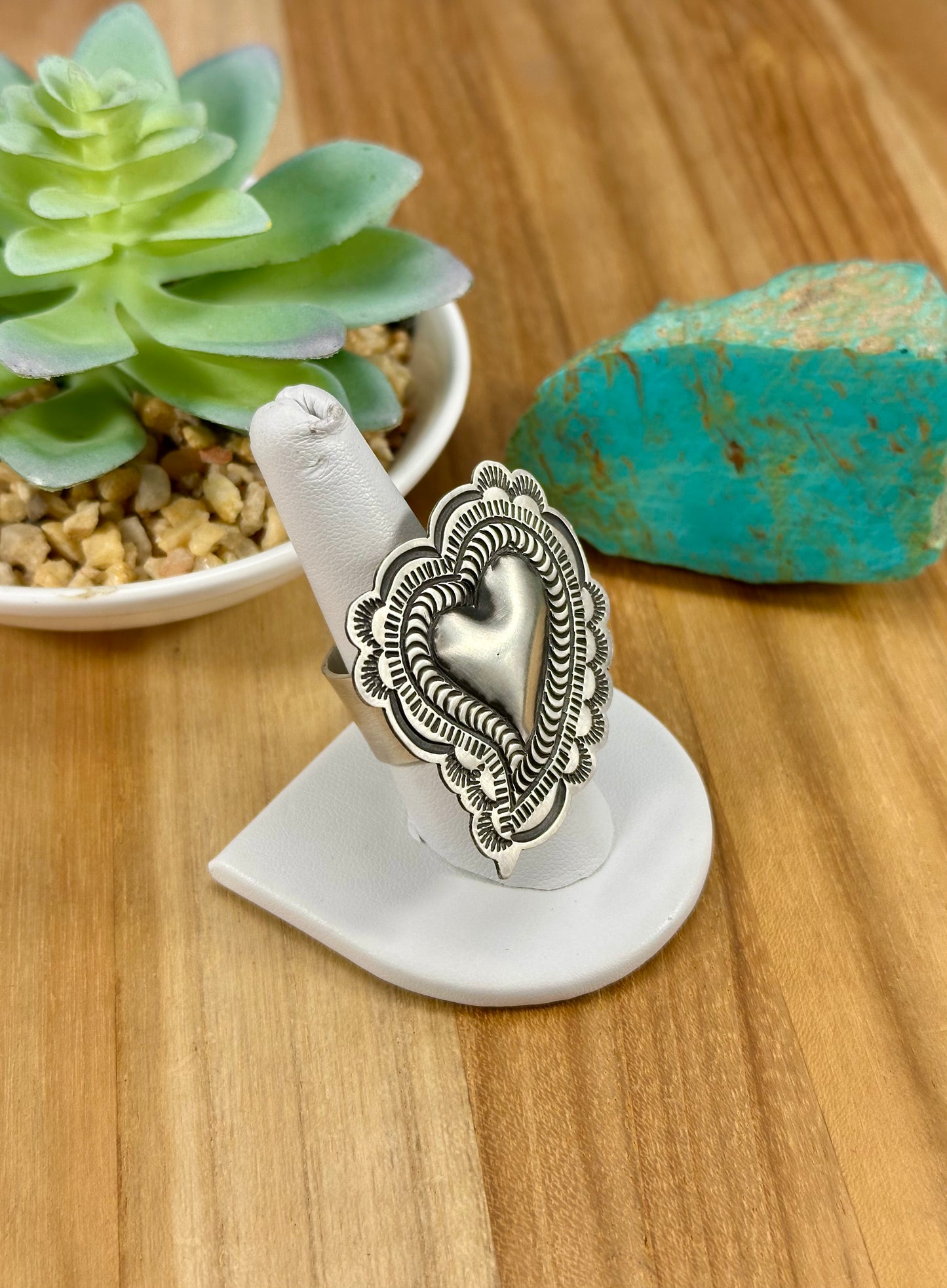 Sterling Silver Heart Stamped Ring