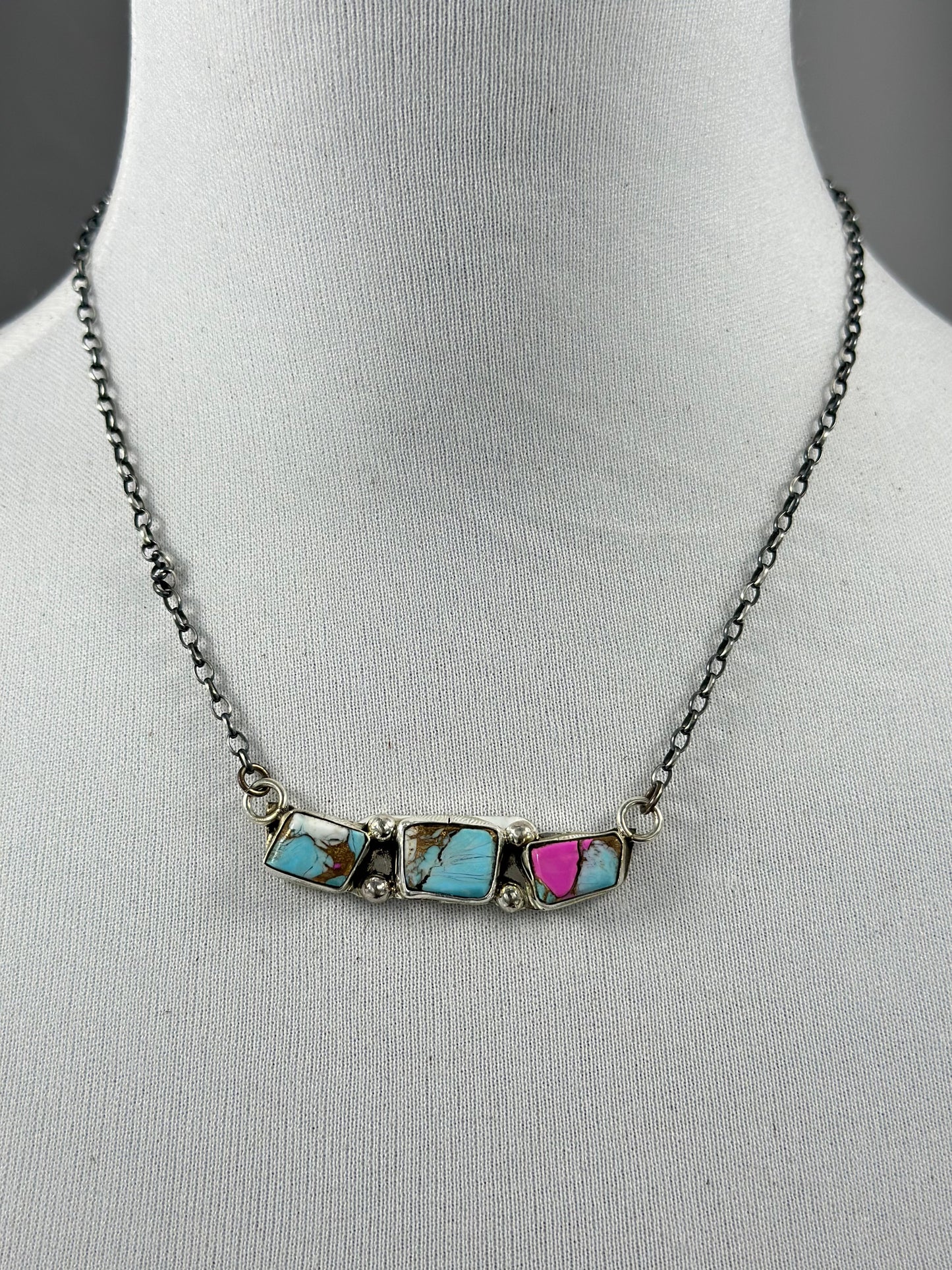 Three Stone Cotton Candy Necklace