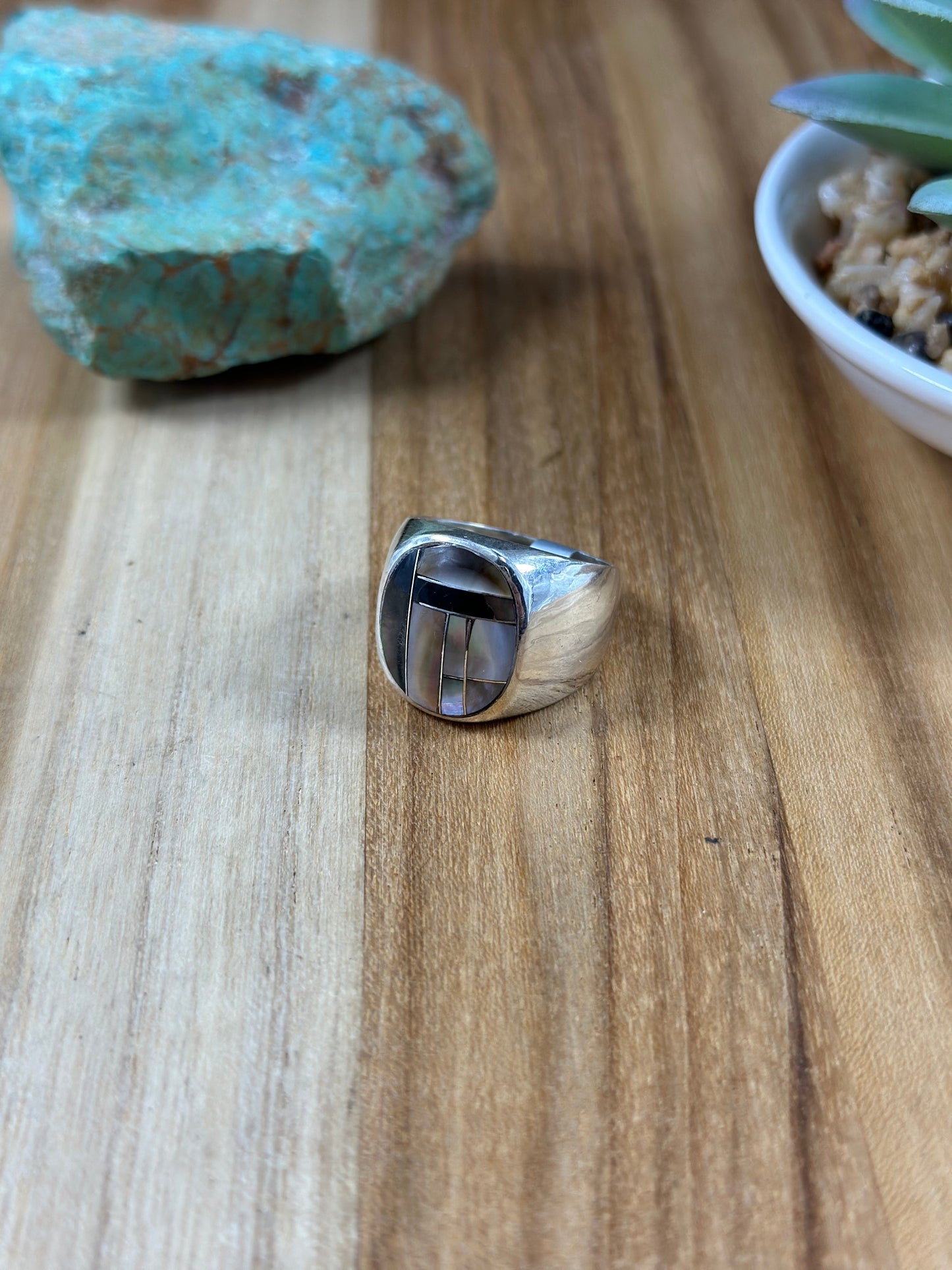 Men's Mother of Pearl Inlay Ring