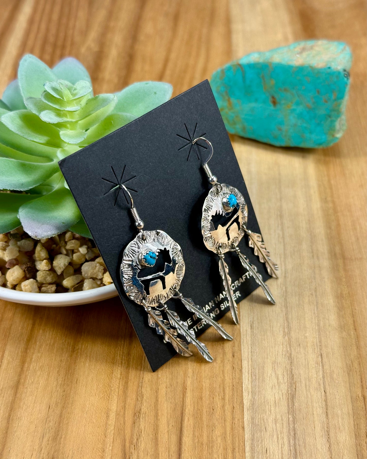 Kingman Turquoise Sterling Concho Earrings