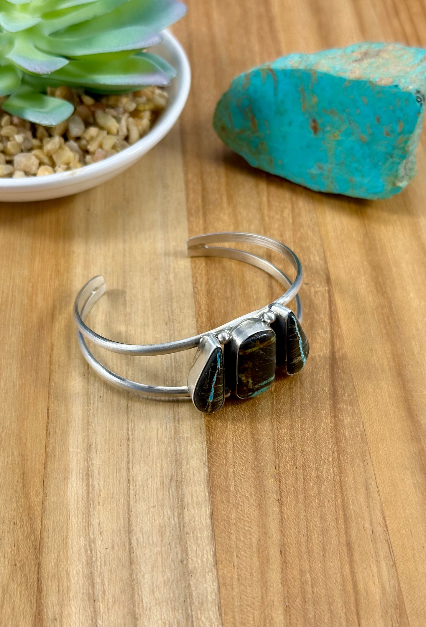 Blackjack 3 Stone Sterling Cuff
