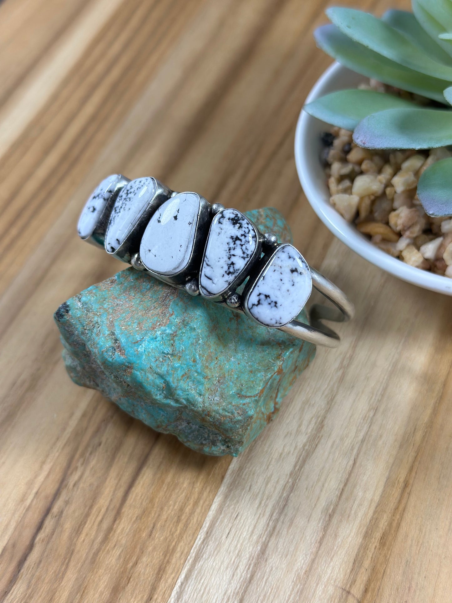 White Buffalo 5 Stone Cuff