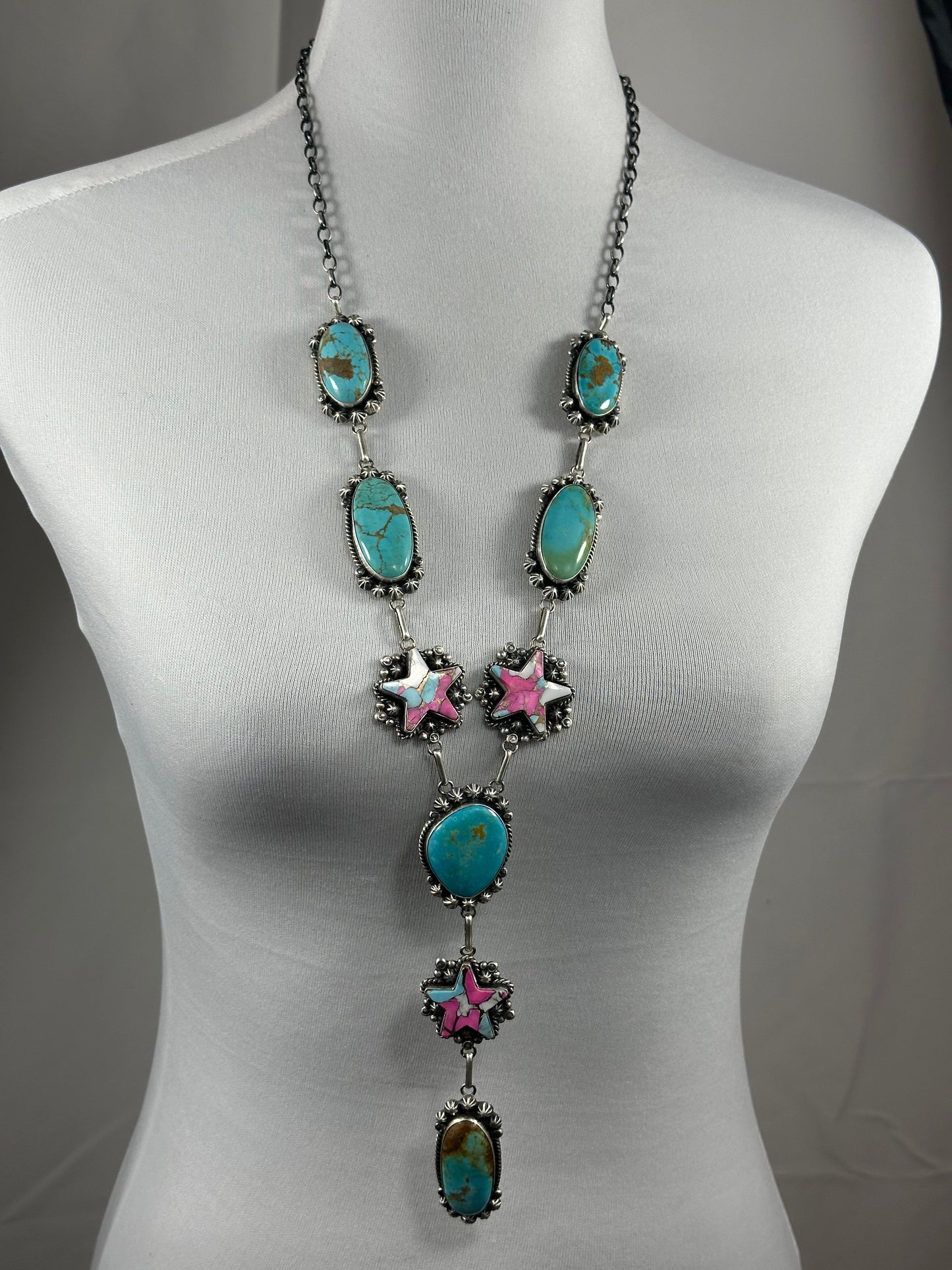 Turquoise and Star Lariat