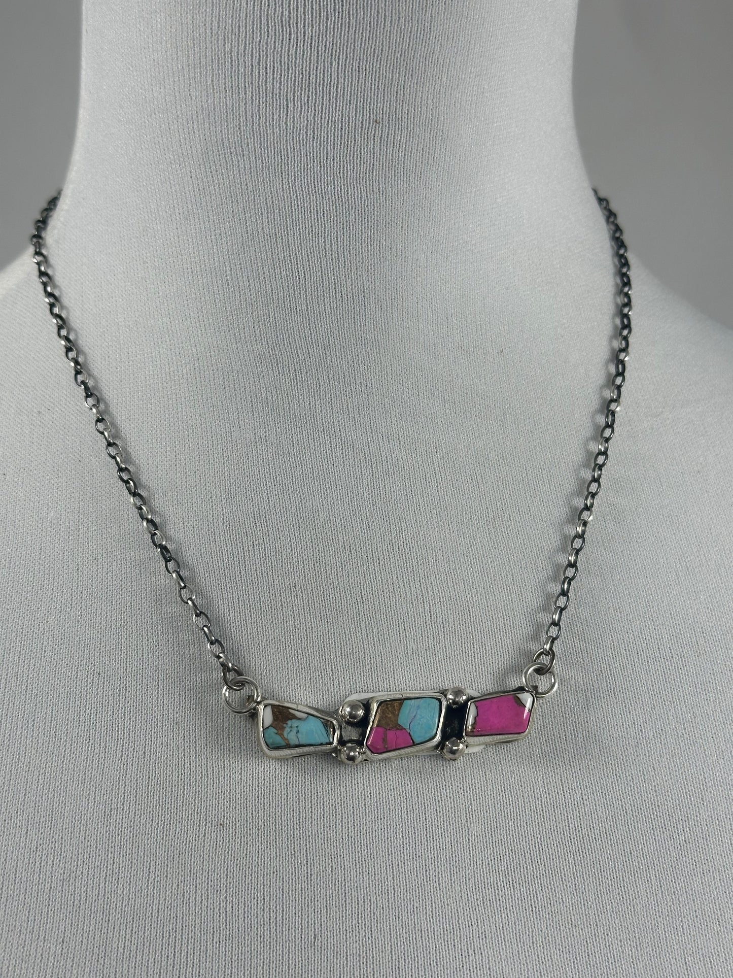 Cotton Candy 3 Stone Necklace