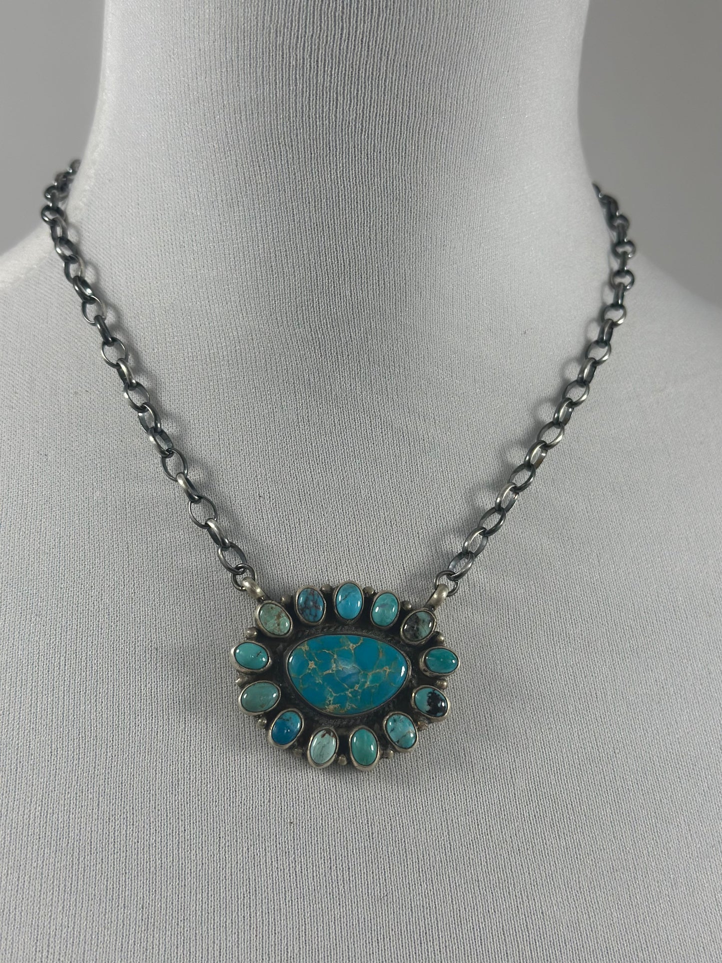 Kingman Cluster Sterling Silver Necklace