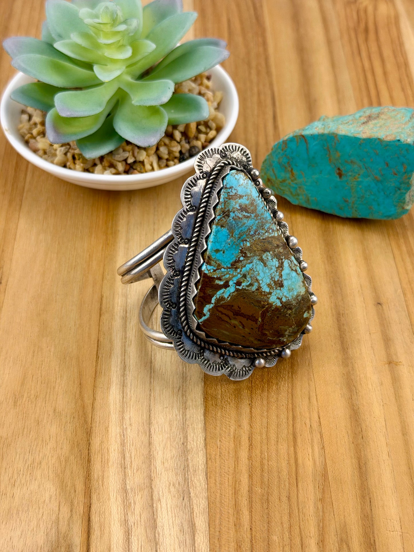 #8 Turquoise Single Stone Cuff Bracelet