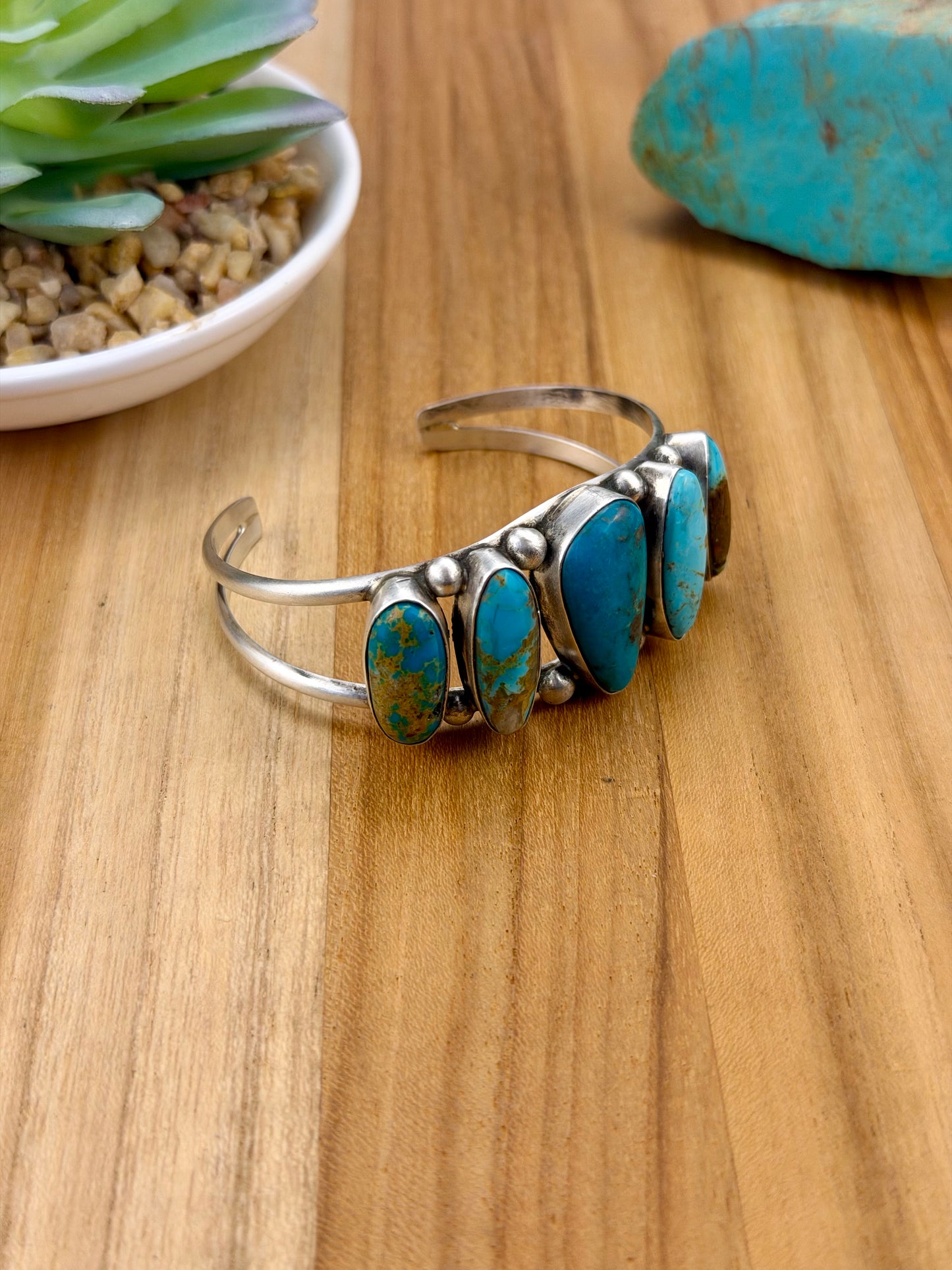 Kingman Turquoise 5 Stone Cuff